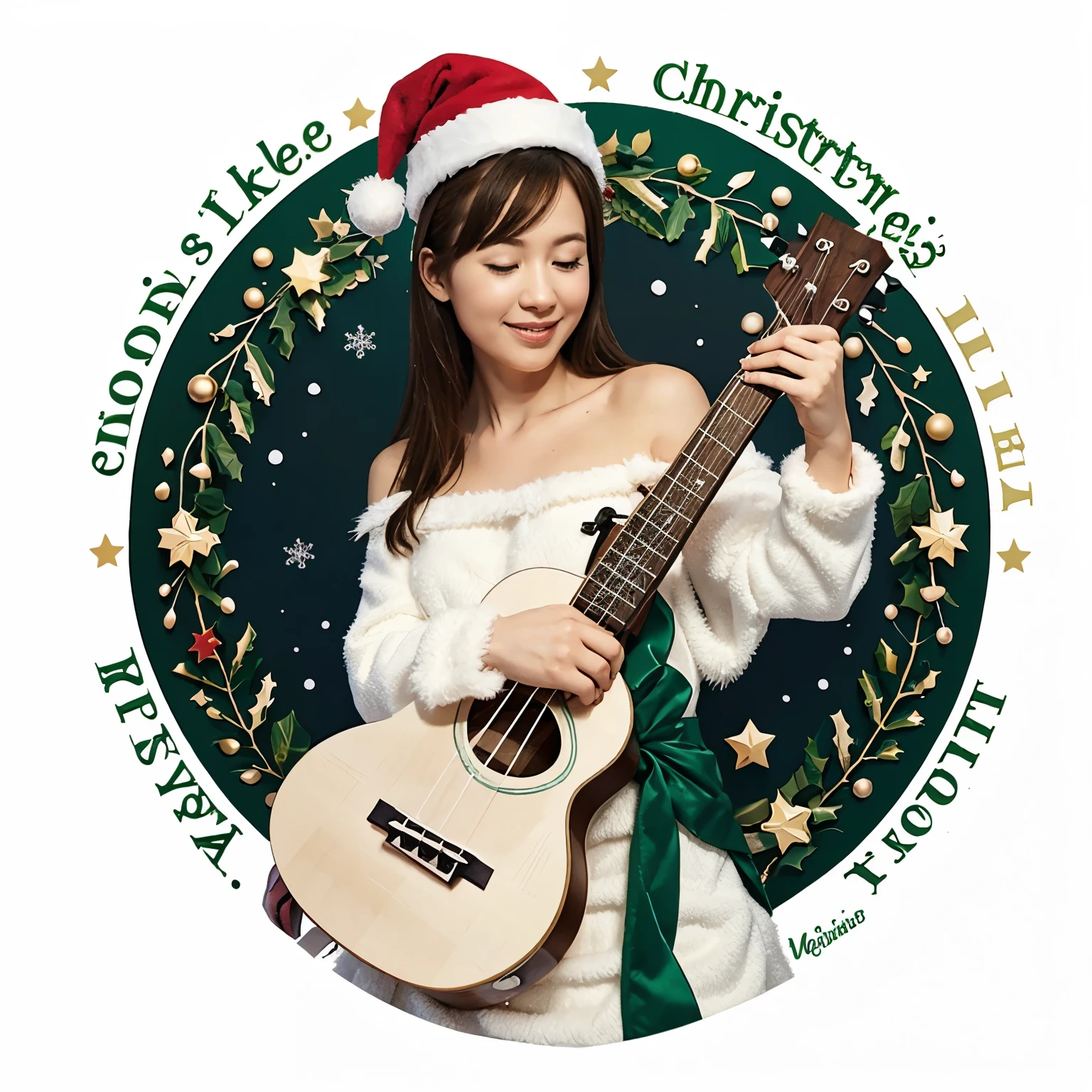 Merry Christmas ukulele illustration