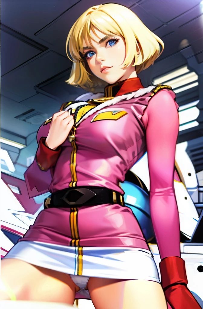 1girl in, sayla mass, Elegant, masutepiece, Convoluted, Army pink uniform dress with a super miniskirt so short you can almost see your pants.、Pure white panties、Please squat down and show me your white panties.、Super miniskirt You can see the pants in the miniskirt、White panty、Realistic, Best Quality, absurderes, high face detail, Perfect eyes, 18 years old, Cowboy Shot, realization、, Vibrant colors, Pink Uniform, Skirt、Photography、Gravure photography style、Real Images、Top image quality、1girl in, sayla mass, Elegant,Spread Leg,Show white panties, masutepiece, Convoluted,Ultra mini skirt、White panty、 Realistic, Best Quality, absurderes, high face detail, Perfect eyes, 18 years old, Cowboy Shot, , Vibrant colors, White uniform, Skirt