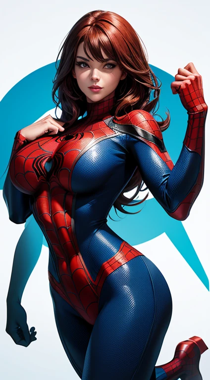 Foto de corpo inteiro, leve sorriso, a superhero dressed as Spider-Man, no mask on. a woman in a swimsuit-like Spider-Man costume, Cabelo comprido vermelhos, seios enormes, Athletic body, Vibrant and dynamic style, with solid colors and defined contours. highlighting the heroine. No distortions or imperfections. Centralized composition, foco na personagem. 8K分辨率, dimensions of 2040x2040 pixels.
Keep female representation strong and respectful, emphasizing her role as a superhero. Ensure a balanced and coherent aesthetic with the Spider-Man universe.