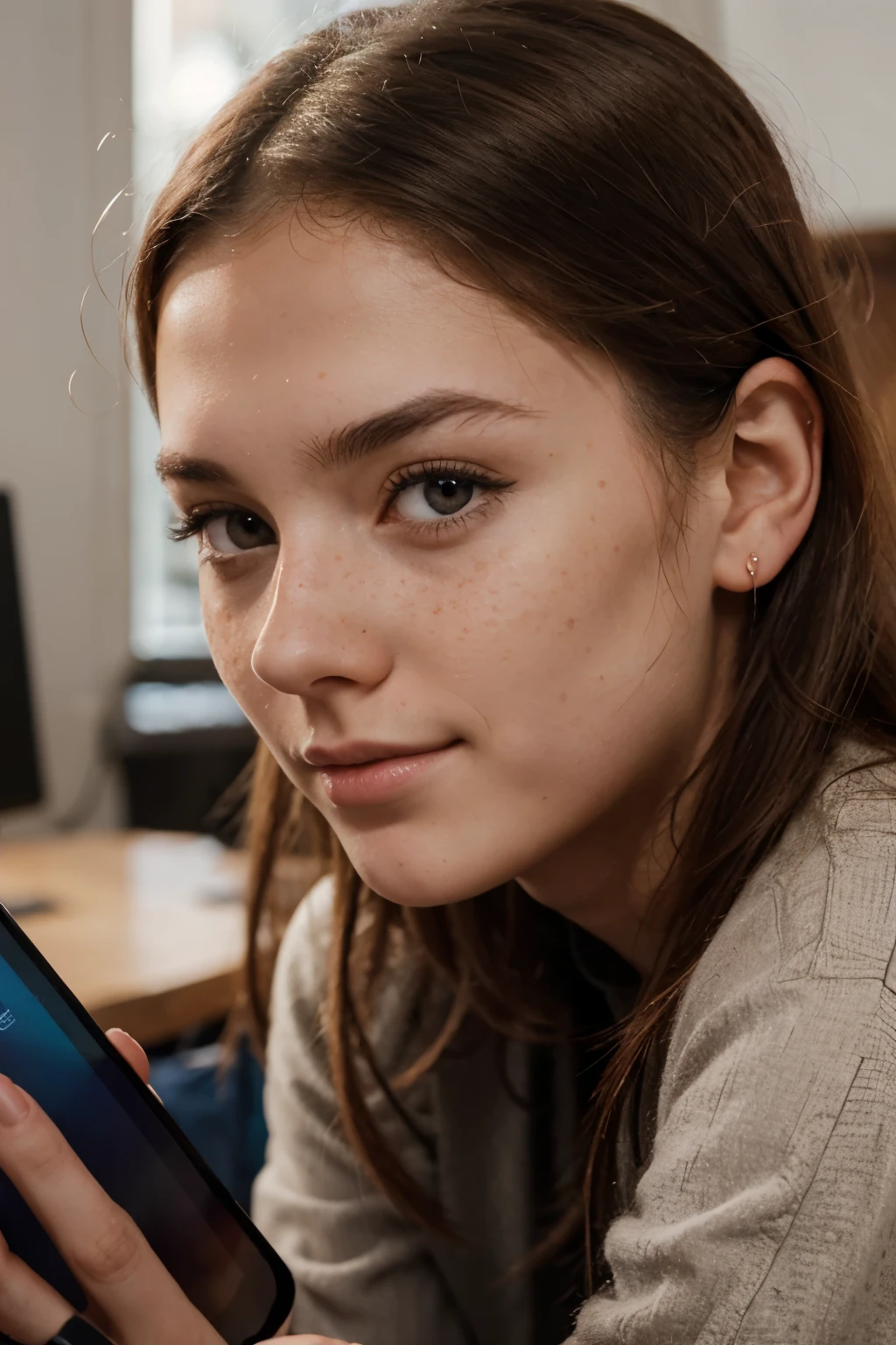 arabischer junge ohne bart, ruddy cheeks and freckles who successfully runs e-commerce.