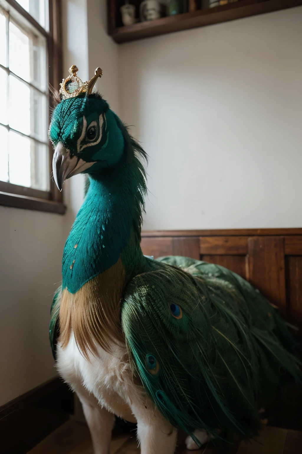 Peacock with crown logo