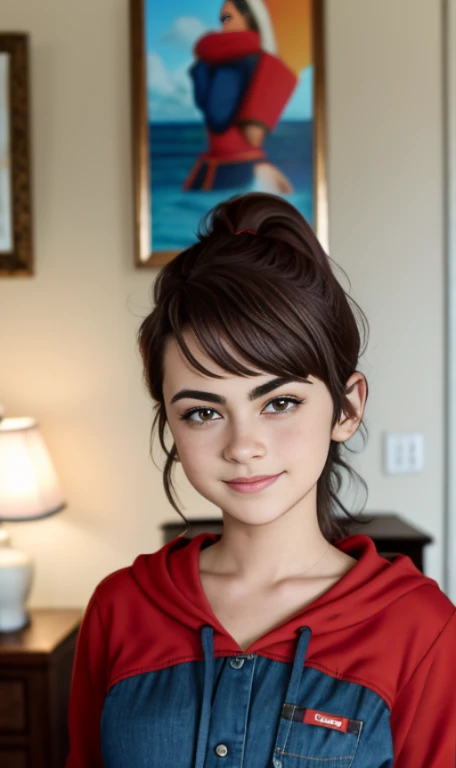 Photo of a -old amean girl, .RAW, beautiful teenage girl, (Long brown hair with ponytail), light brown hair ponytail hairstyle((retrato)), ((Cara detallada:1.2)), ((Detailed facial features)), (Piel finamente detallada) , (Masutepiece) (proporciones perfectaotos realistas)(La mejor calidad) (Detallado) fotografiado con una EOS R5 de Canon, Lente de 50 mm, f/2.8, NffSW, (8k) (papel tapiz) (cinematic lighting) (Dramatic lighting) (foco nítido) (Enrevesado) senos medianos , pechos medianos , muchas pecas en mejillas y nariz , pecas en pecho, cuerpo completo , hermoso cuerpo de mujer adolesente, lindo maquillaje , gran sonrisa , mujer delgada escultural , foto de cuerpo completo , posando sexy sentada , Lynn loud , sentada , abrigo rojo , pantalon abrigador , botas para nieve , ropa de invierno roja , fondo variado , dia nevado