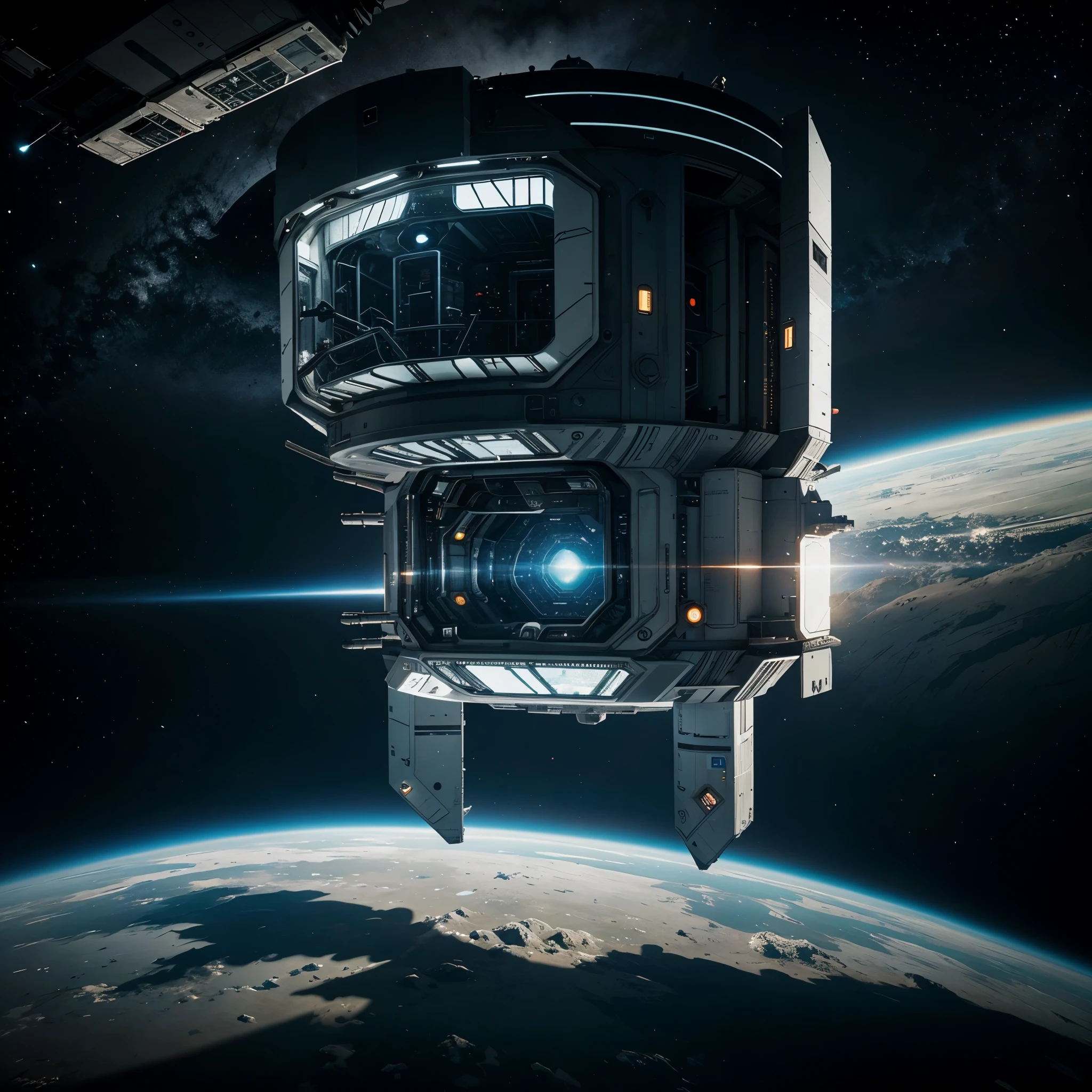 generate an image of a futuristic base in space