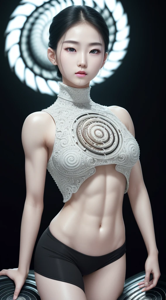 mind control, (master piece, Ultra Quality, ultra high resolution, 8k, intricate: 1.2), (Detailed face:1.2), beautiful, young Korean, white skin, double eyelids, detailed skin, 1 girl, ((realistic)), Abs, good lighting quality, muscular veins, ((pale skin)), (Drooling:1.2), side view, lust face, (see spiral on TV:1.3), (pop viewer:1.3)