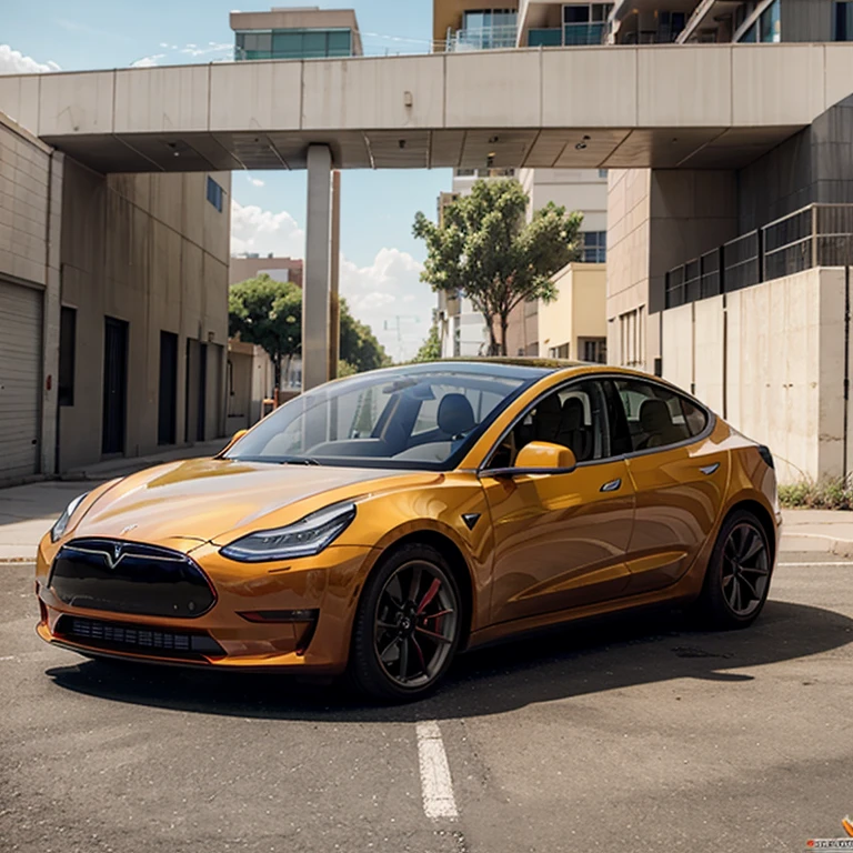3D Tesla Model 3 color yellow