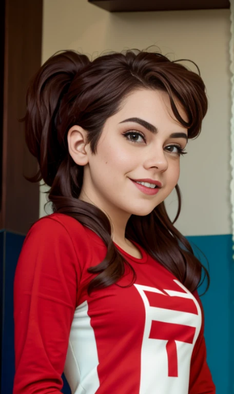 Photo of a 14 year-old american girl, .RAW, beautiful teenage girl, (Long brown hair with ponytail), light brown hair ponytail hairstyle((retrato)), ((Cara detallada:1.2)), ((Detailed facial features)), (Piel finamente detallada) , (Masutepiece) (proporciones perfectaotos realistas)(La mejor calidad) (Detallado) fotografiado con una EOS R5 de Canon, Lente de 50 mm, f/2.8, NffSW, (8k) (papel tapiz) (cinematic lighting) (Dramatic lighting) (foco nítido) (Enrevesado) senos medianos , pechos medianos , muchas pecas en mejillas y nariz , pecas en pecho, cuerpo completo , hermoso cuerpo de mujer adolesente, lindo maquillaje , gran sonrisa , mujer delgada escultural , foto de cuerpo completo , posando sexy sentada , Lynn loud , sentada , usa hermoso vestido rojo largo , fondo variado , dia nevado , foto de cuerpo completo , muestra su hermoso vestido al espectador