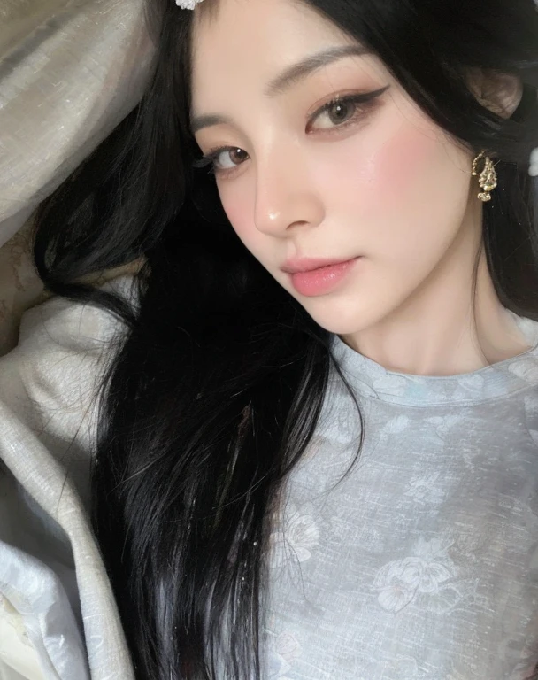 black-haired Korean woman,dark-haired Korean girl,beautiful detailed eyes,beautiful lips,extremely detailed eyes and face,long eyelashes,fair skin,traditional Korean clothing,Korean hanbok,traditional Korean hair accessory,hair tied up,floral pattern,elaborate embroidery,hair ornaments,dainty earrings,graceful posture,serene expression,standing in a blooming garden,Spring scene,blooming cherry blossoms,pink petals falling,green grass,colourful butterflies,dappled sunlight,soft and warm lighting,lens flare effect,painted in oil,high-res art,realistic style,vibrant colours