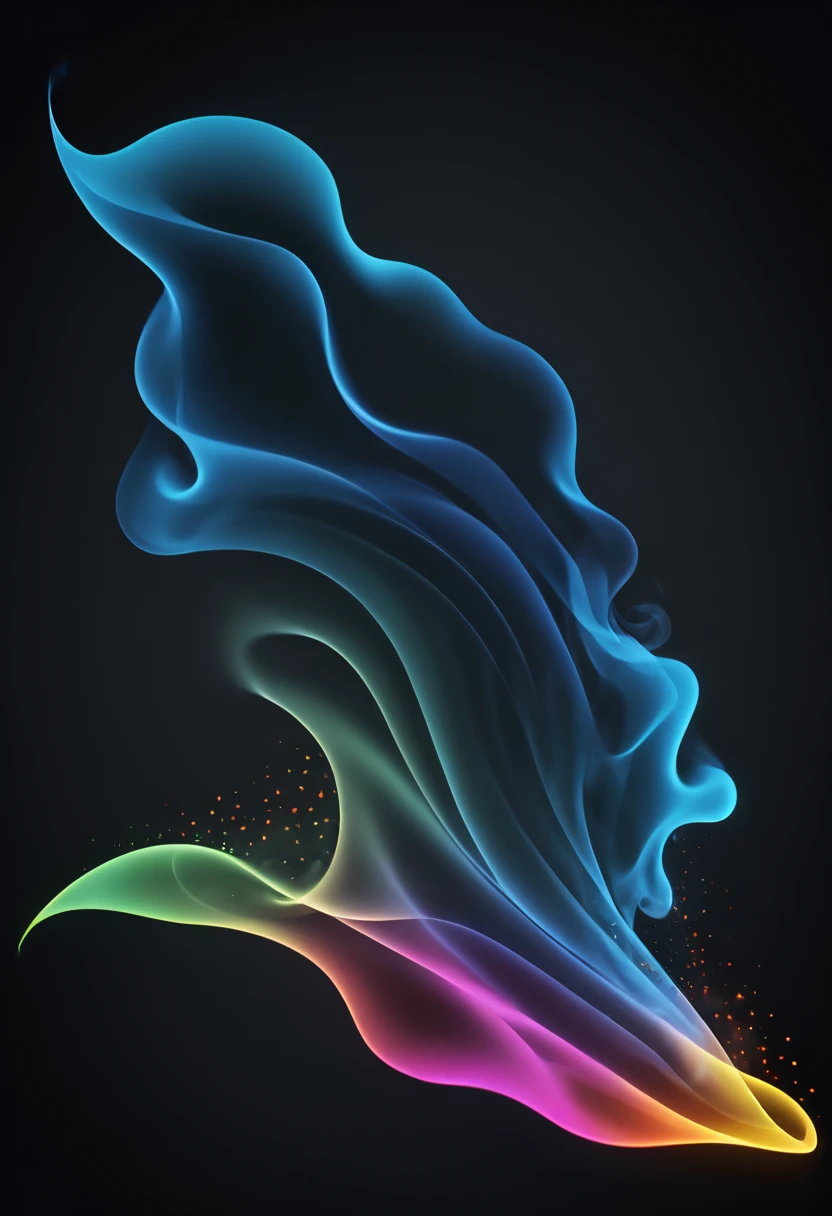 African pattern smoke logo with boss texture strokes, of Cape Verde - photo illustration graphic ((Ultra wide exposure photography)) alta qualidade, muito detalhada, neon dots of a beautiful colorful silhouette, bela silhueta, electronic devices, como um PC cinza muito claro em segundo plano, por yukisakura, muito detalhado,