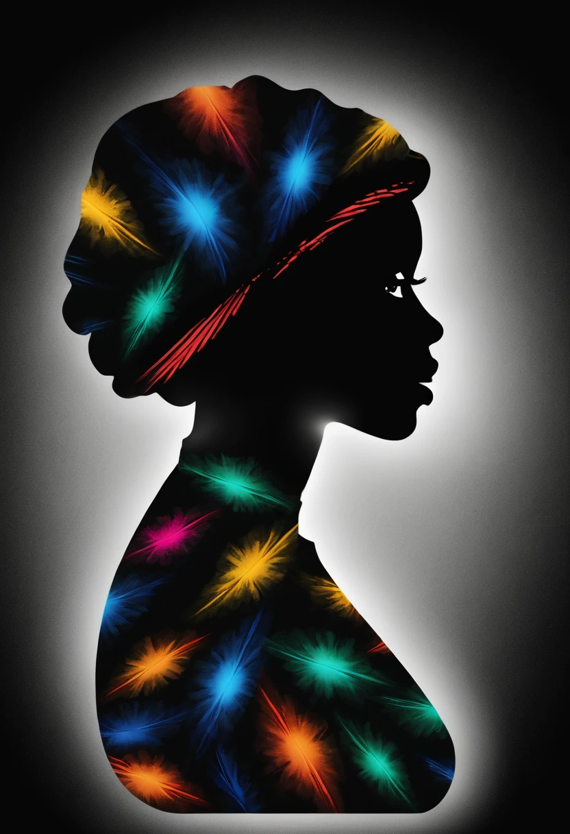 African pattern smoke logo with boss texture strokes, of Cape Verde - photo illustration graphic ((Ultra wide exposure photography)) alta qualidade, muito detalhada, neon dots of a beautiful colorful silhouette, bela silhueta, electronic devices, como um PC cinza muito claro em segundo plano, por yukisakura, muito detalhado,