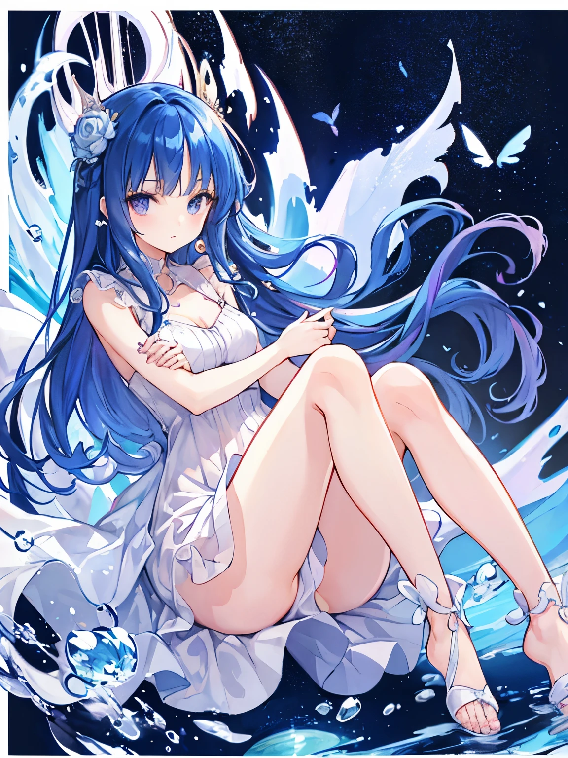 top-quality、 8K、 One piece Dress、 Slightly transparent clothing、 Slightly transparent One piece Dress、 a beauty girl、 Nice、 Beautiful hair、 Beautiful eyes、 Beautiful skin、Beautiful legs、Beautiful arms、Perfect fingers、 Very cute、 Very kawaii、
