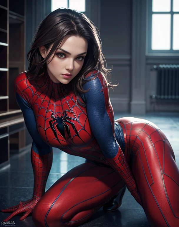Emilia Mernes dressed as Spider-Man. with few clothes, Spider-Man swimsuit