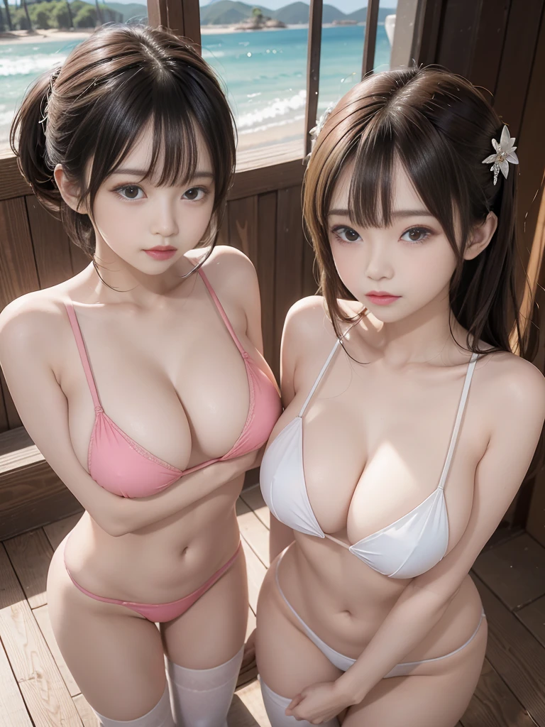 ((Two girls,duo,Face Focus,stroking,Posture color))"Beautiful female characters in anime style、short blue hair、brue eyes、A smile、Red collar、((小柄:1.2))、(((short torso)))、(((fullnude)))、(((small tits)))、(pink nipples and crack)、person wearing black stockings、dancing in the summer garden。高品質の描写とbest qualtiy、emphasizing thighs、In the bright sun、The whole body glows、Draw gorgeous drawings。"Pure background， hight resolution， detaileds， RAW photogr， Sharp Re， 「Nikon D850 Film」Jeff Rise Lee 4 Kodak Portra 400 Camera Boobs Boobs F1 Photo Material.6 shots, Rich colors, Ultra-realistic vivid textures, Dramatic Lighting, Unreal Engine Art Station Trends, Synestil 800， (Photo by Canon EOS R6, 85 mm, 1/1, F/2.0, ISO 400)、非常にdetailedsなボディ、非常にdetailedsな顔、best qualtiy:1.2)