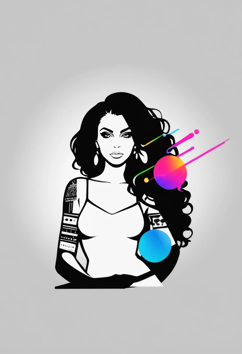 um logotipo com uma pessoa na cadeira de roda. brilho, Preto e branco, fundo branco, linha fina de tinta estilizada, vetor, bright african hair pattern tattoo design, High-quality ultra-wide exposure photography, muito detalhada, neon dots of a beautiful colorful silhouette, bela silhueta, electronic devices, como um PC cinza muito claro em segundo plano, de , muito detalhado,