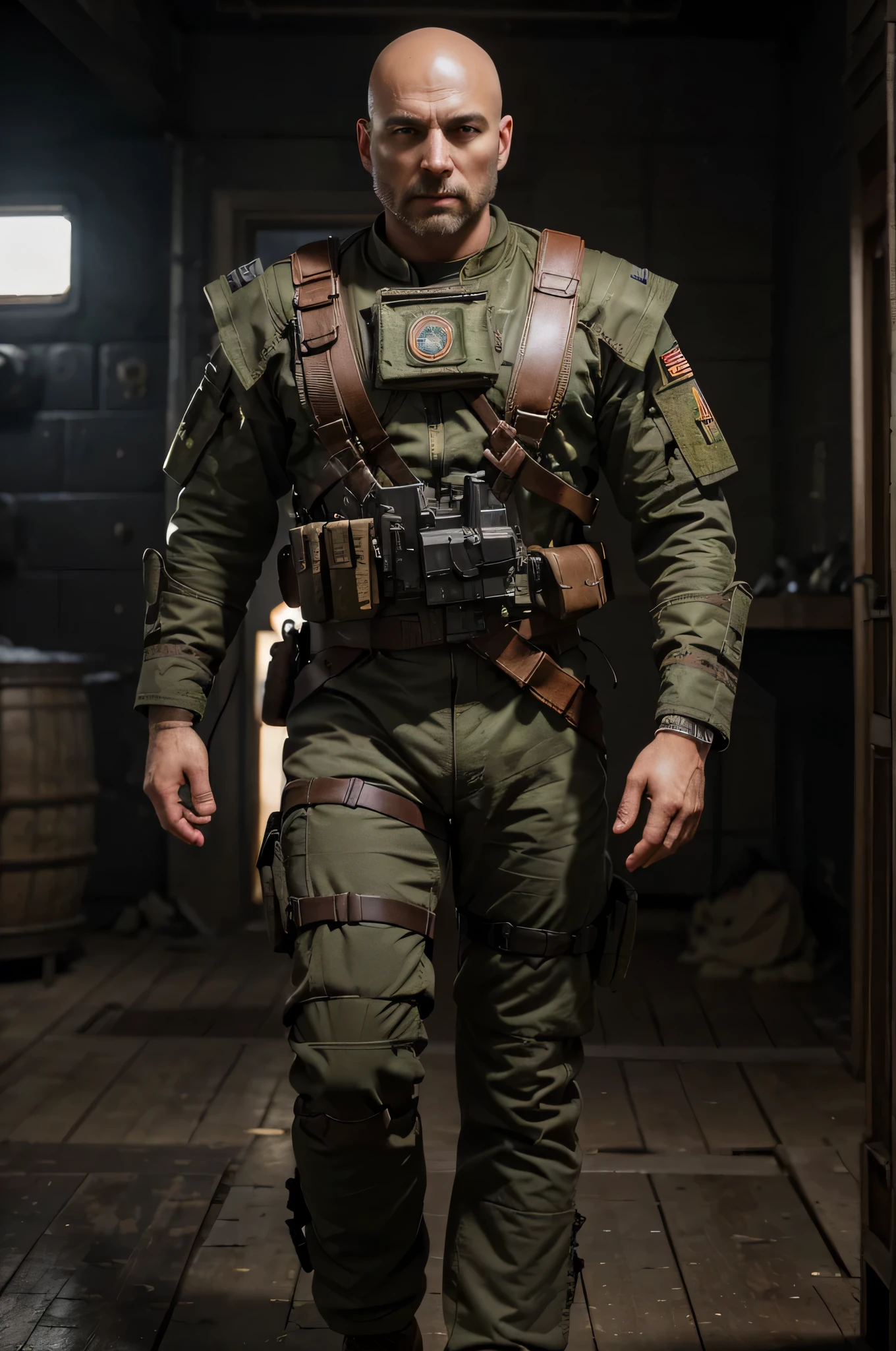 Soldado masculino, Russian features, pronto, Has advanced optical viewfinder in one eye., tiene una gran cicatriz en la cara, Metallic dark brown Soviet retro style cyborg military suit with white details, Harnesses and belts with ammunition, Fundas, sostiene un casco de piloto avanzado, It is in the Siberian steppe, nieve, cielo rojo, 4k, Ultra detallado image, realista, Altamente detallado, perfect composition, splendid, Intrincadamente detallado, Incredibly detailed, 8 k artistic photography, hiper detallado, Obra maestra, Ultra detallado, hyper realista, 4k, Ultra detallado image, realista, Altamente detallado, perfect composition, splendid, Intrincadamente detallado, Incredibly detailed, 8 k artistic photography, hiper detallado, Obra maestra