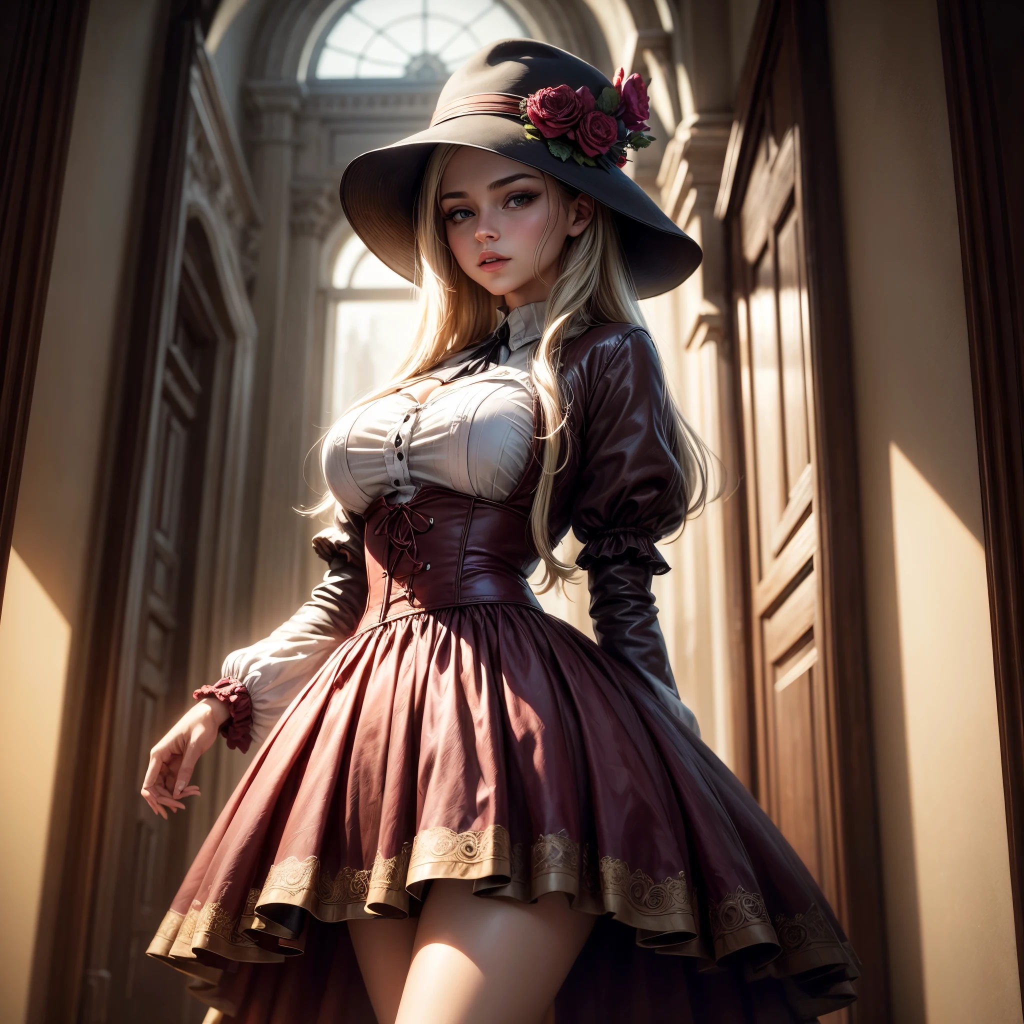 Pop-up Books:1.5),(Scenery),(highly colorful, Best Quality, detaileds, masutepiece, offcial art, Cinematic lighting, 4K, Chiaroscuro)、Woman in Hat、