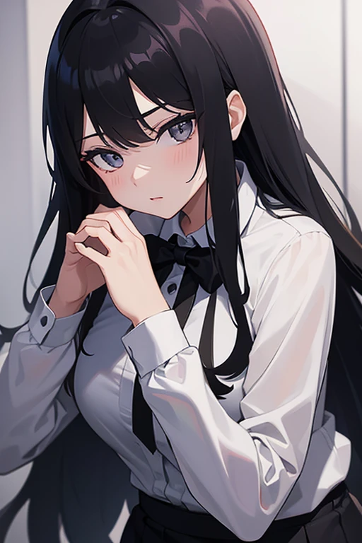 Gazing at the audience Black suspenders bulging big breasts wall: Black trousers vision Small face holster Beautiful woman Show me your hands Lying in bed vision Taunt ~ side ~ side汗 arm Dress shirt 黒いsuit suit belt Long black hair