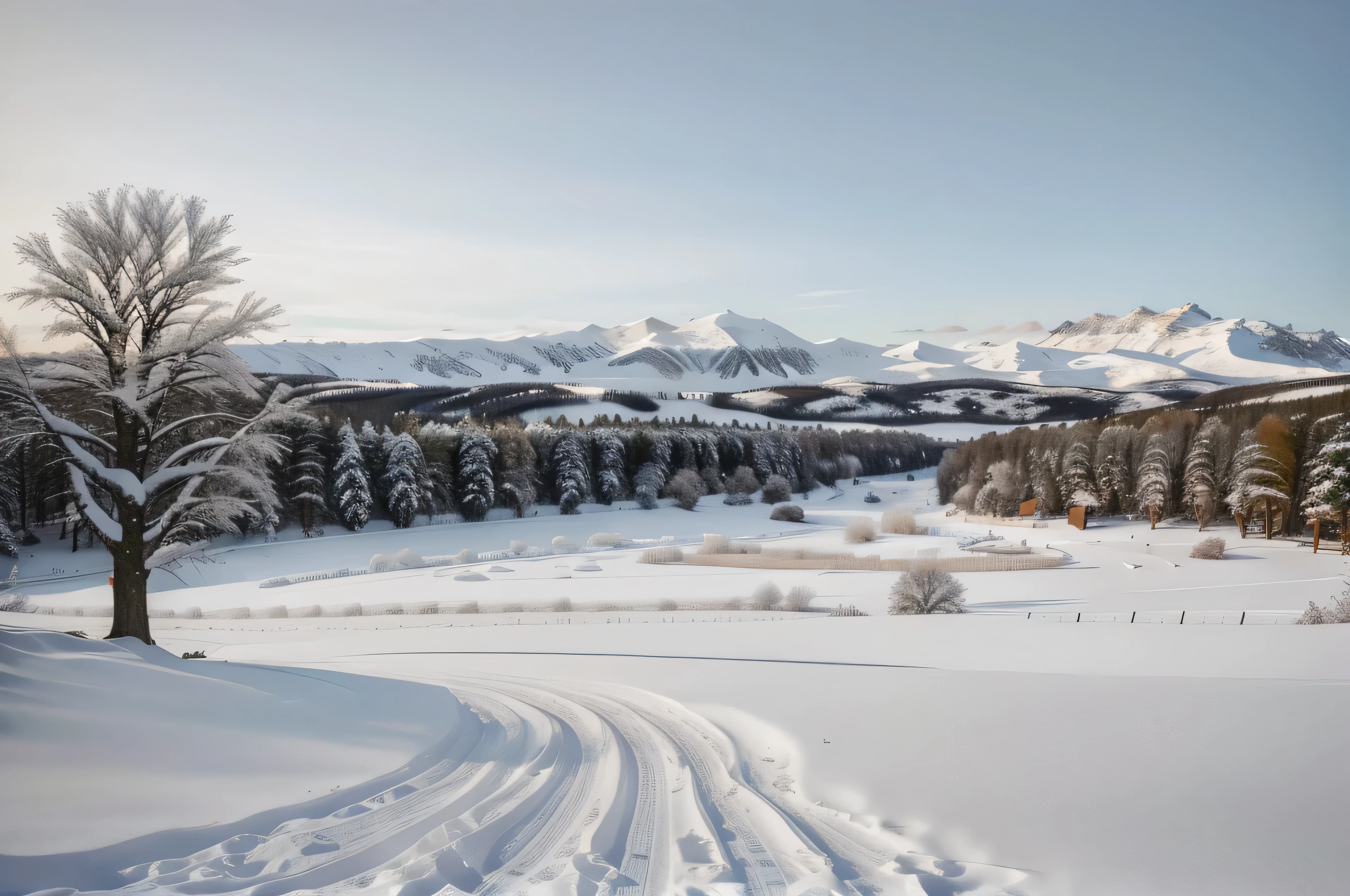 a close up of a snowy landscape with a number of trees, 2024, 2 0 2 4, 2023 4k, photo from 2022, 2023, 2049, 2 0 2 3, 2022 movie, musk ( 2 0 2 4 ), year 2 0 2 2, 2022