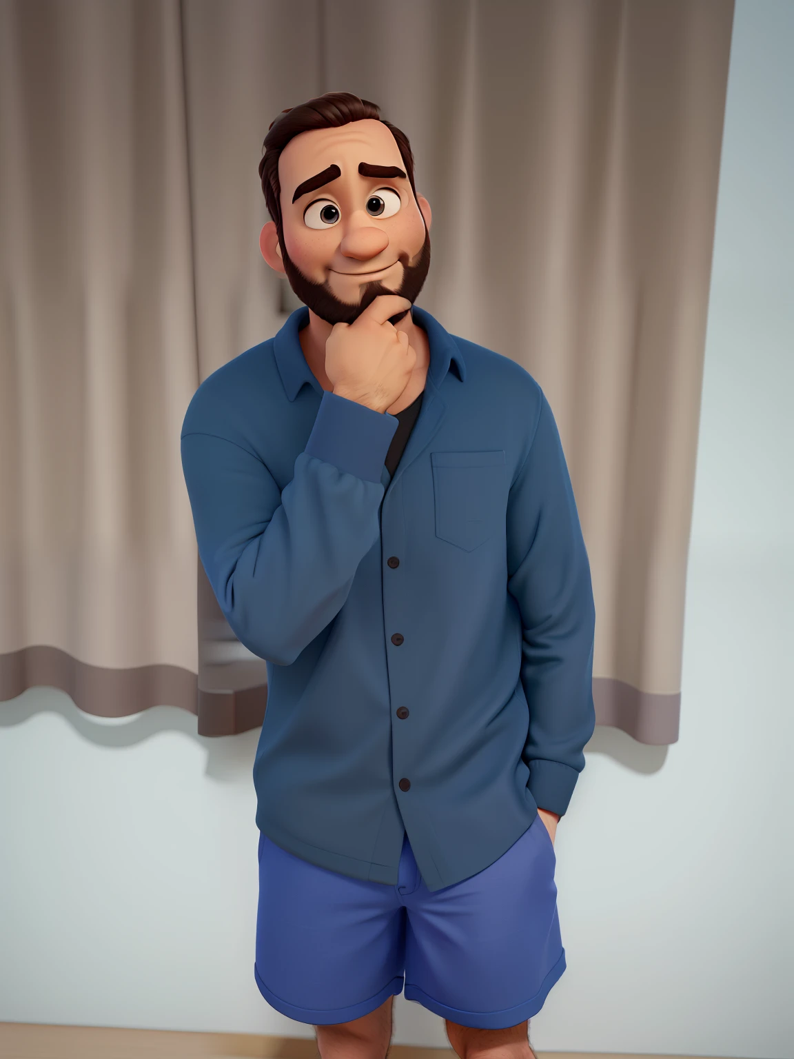 Um homem estilo Pixar, alta qualidade, com barba, em breve, without any hair best quality in ultra high definition, 8k, --v 5.0