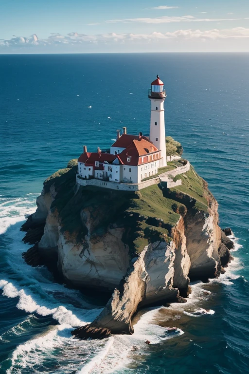 (masterpiece, top quality: 1.1), bird's eye view, asymmetry, blue sea, low tide, sea wave, sea route, coastal road, sandy beach, shell, pier, yacht, boat, ship wake, shipwreck, steamer, contrail, car, tourist, lighthouse, seagull , horizon, wind, summer, hat, morning, sunny, cloud, calm, fresh air, depth of field