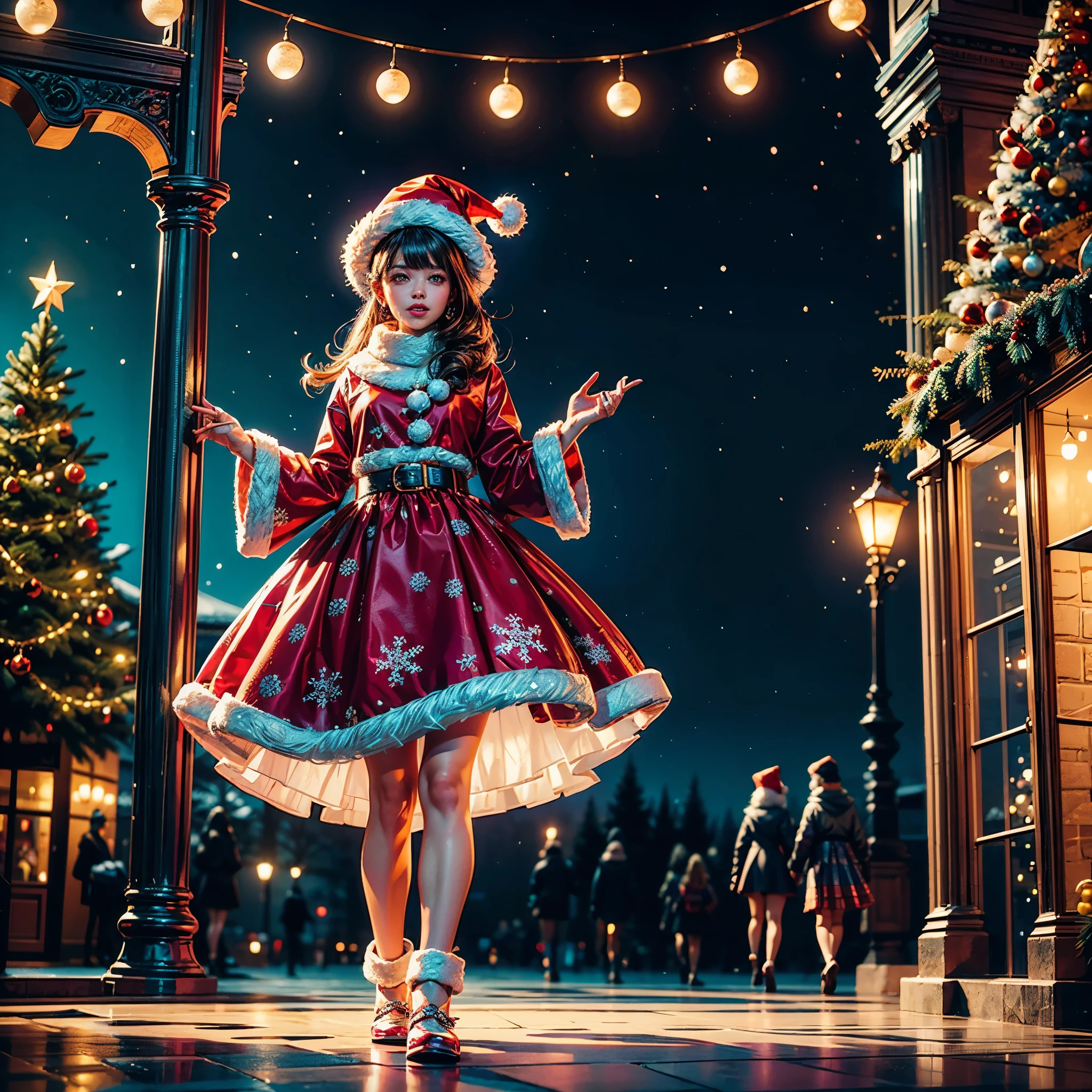 (((Vector illustration style))),Vibrant colors, magical ambiance, Whimsical, Sparkling, Fantasy Christmas World,vibrant with colors, vivd colour, Magical atmosphere, Whimsical, Sparkling,Fantasy Christmas World,Inside the Christmas mall,The huge Christmas tree hung with lights、pompon、Christmas socks,Christmas pendants,Piles of gifts placed under the tree。A young couple and a child admire the Christmas decorations in the mall,Surrounded by performers in Santa Claus costumes and Santa Claus statues。The Christmas mall like a fairy tale world,full of magic, (Ghibli-like colours, pov, first-person view, accurate, anatomically correct, super detail, high details, high quality, award winning, best quality) 🎈🍦🍹❤🔆🕡(😘👩🎀👗⚜👒🥿👡🩲💅)🎪🎢🎡🎠 ultra_high-def ultra_Photo-realistic optimal ultra_high-quality opengl-shaders ultra_high-details accurate reflex ultra_high-res perfection volumetric lightning improved Octane_rendues UHD XT3 DSLR HDR 3dcg shadow analogiques extatiques symmetrical beholder sundrop Cinematic_sunlight UnrealEngine5 Ultra Masterpiece deep path Equirectangular_360 varied multi etc. --s 1000 --c 20 --q 20