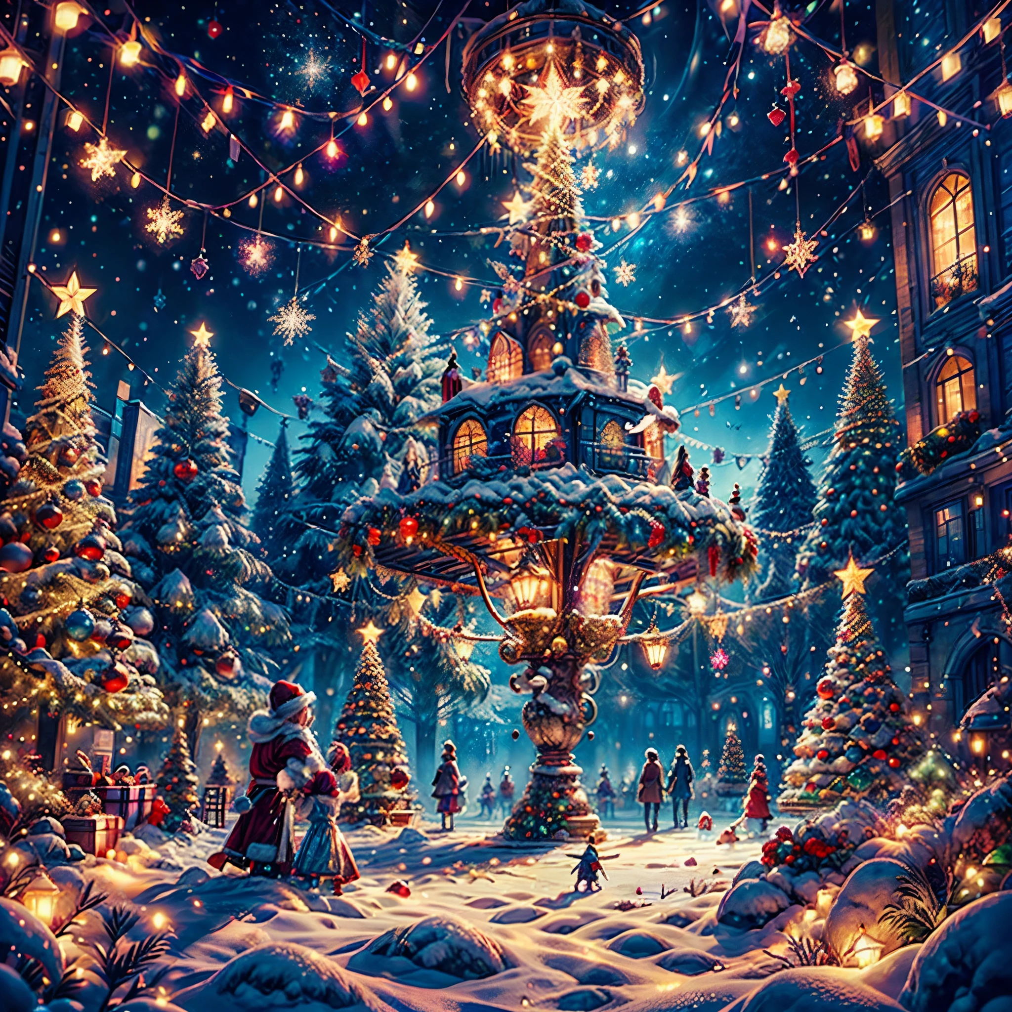 (((Vector illustration style))),Vibrant colors, magical ambiance, Whimsical, Sparkling, Fantasy Christmas World,vibrant with colors, vivd colour, Magical atmosphere, Whimsical, Sparkling,Fantasy Christmas World,Inside the Christmas mall,The huge Christmas tree hung with lights、pompon、Christmas socks,Christmas pendants,Piles of gifts placed under the tree。A young couple and a child admire the Christmas decorations in the mall,Surrounded by performers in Santa Claus costumes and Santa Claus statues。The Christmas mall like a fairy tale world,full of magic, (Ghibli-like colours, pov, first-person view, accurate, anatomically correct, super detail, high details, high quality, award winning, best quality) 🎈🍦🍹❤🔆🕡(😘👩🎀👗⚜👒🥿👡🩲💅)🎪🎢🎡🎠 ultra_high-def ultra_Photo-realistic optimal ultra_high-quality opengl-shaders ultra_high-details accurate reflex ultra_high-res perfection volumetric lightning improved Octane_rendues UHD XT3 DSLR HDR 3dcg shadow analogiques extatiques symmetrical beholder sundrop Cinematic_sunlight UnrealEngine5 Ultra Masterpiece deep path Equirectangular_360 varied multi etc. --s 1000 --c 20 --q 20