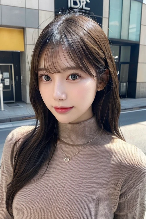 (Colossal tits、Turtleneck knitwear、Shoulder bag)、(top-quality,​masterpiece:1.3,超A high resolution,),(ultra-detailliert,Caustics),(Photorealsitic:1.4,RAW shooting,)Ultra-realistic capture,A highly detailed,high-definition16Kfor human skin、 Skin texture is natural、、The skin looks healthy with an even tone、 Use natural light and color,One Woman,japanes,,kawaii,A dark-haired,Middle hair,(depth of fields、chromatic abberation、、Wide range of lighting、Natural Shading、)、(Hair swaying in the wind:1.2)、Streets of Tokyo