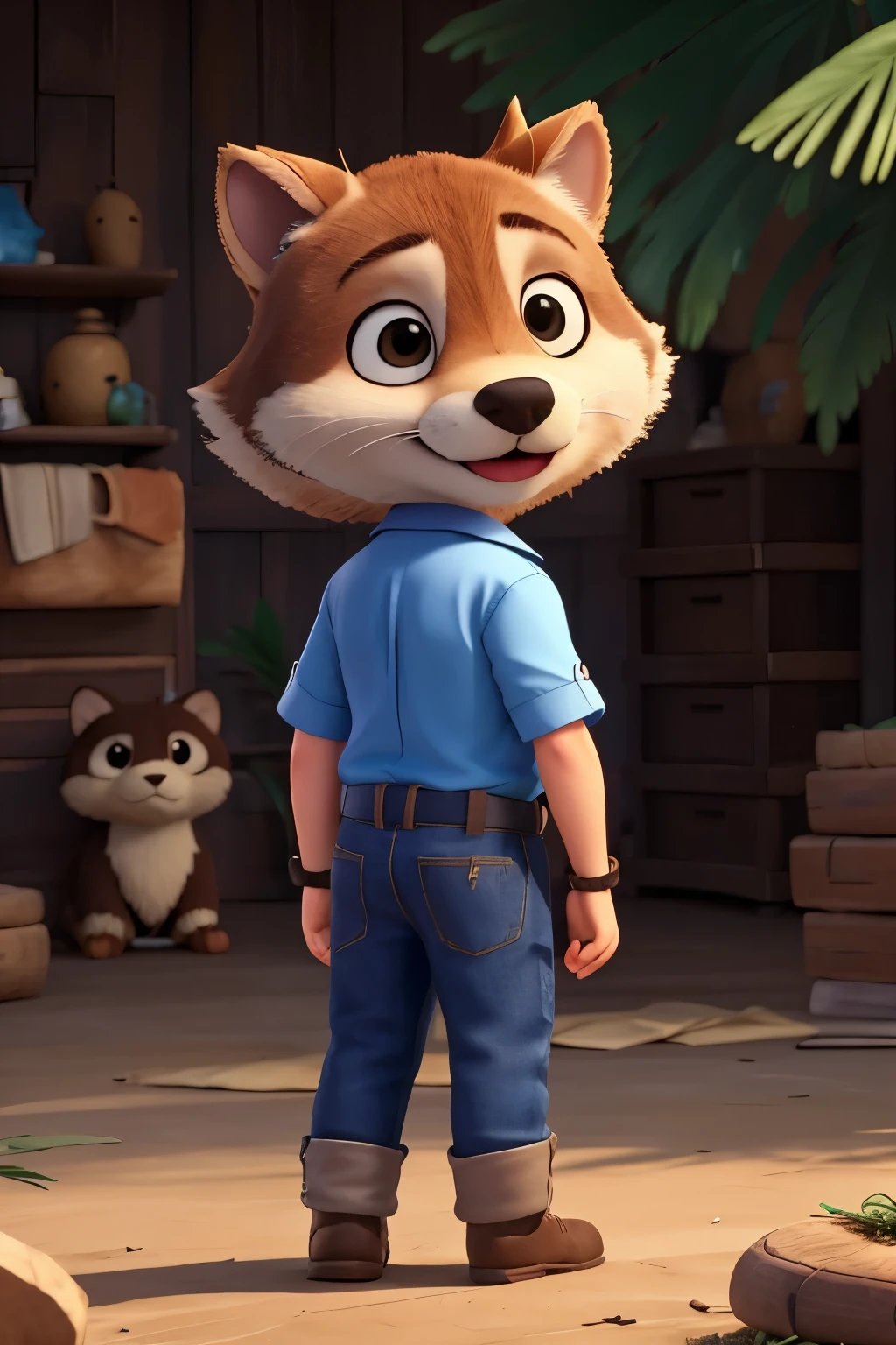 CAMISA BRANCA, KEEP THE SAME POSITION AS THE CHARACTER, GUAXINIM PELUDO