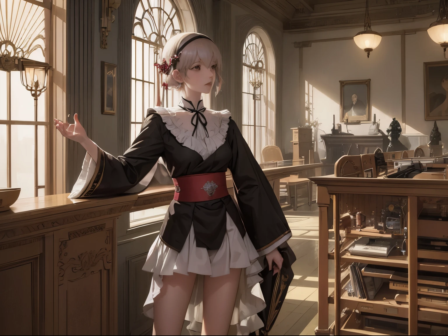 Heath Robinson, Yana Toboso, Surreal, mysterious, strange, fantastical, fantasy, Sci-fi, Japanese anime, Classroom of High Tide, miniskirt beautiful princess from the moon, perfect body, personal spaceship, detailed masterpiece