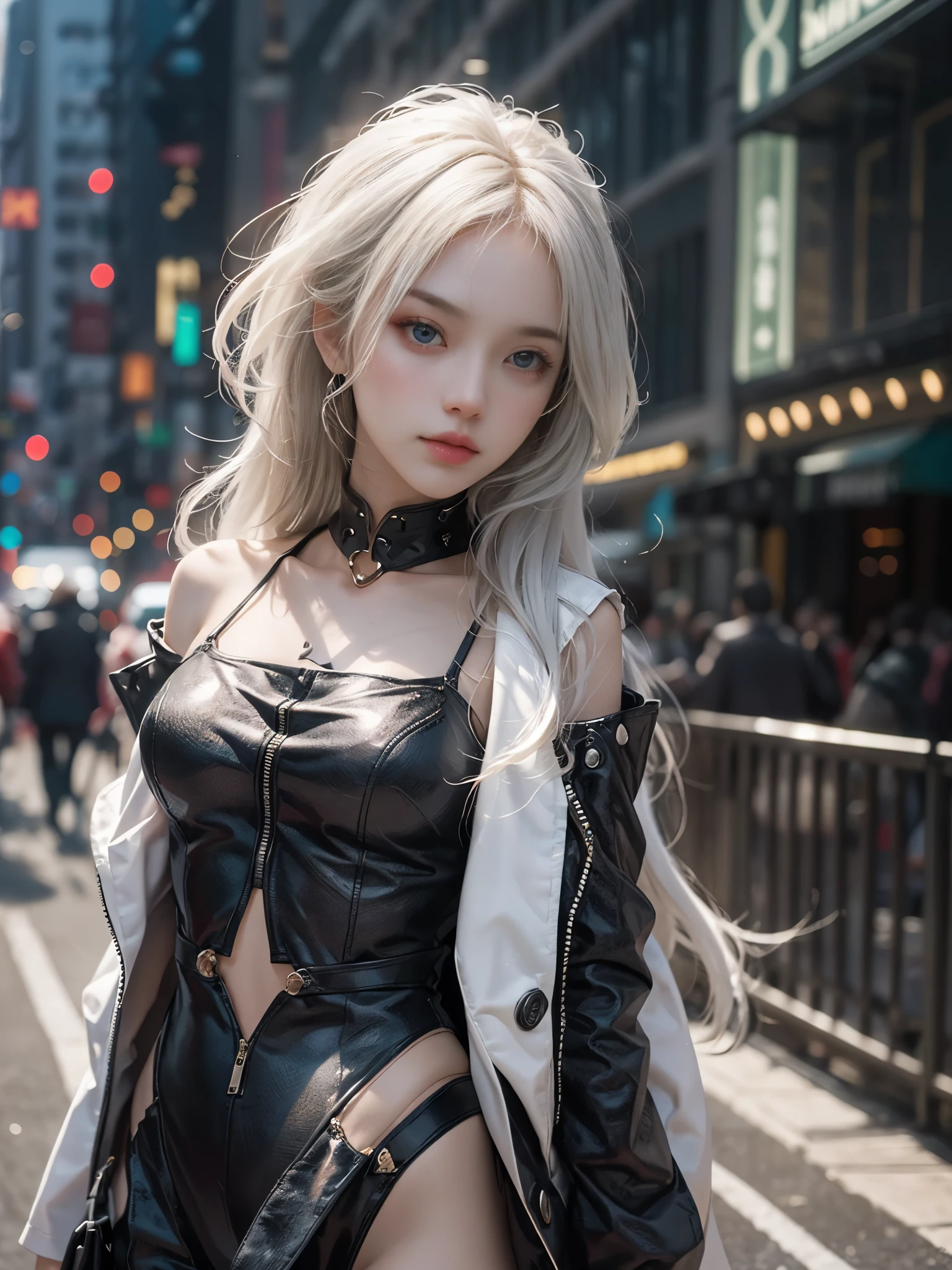 Close-up of woman with white hair and white mask、beautiful character painting、guweiz、Guweiz style artwork、white haired god、Jan J、epic exquisite character art、Stunning character art、Fanchy、Uzunsifan、guweiz from pixiv art station,Faces of reality,Real people,Photo Quality,Images of real people captured by a camera,Shoot from the waist up,Live-action feeling,Fairly light clothing,see-through underware,Beautiful clear eyes,Beautiful sparkly eyes,being thin,strong-willed gaze,Descending to earth while hiding his true identity from the human world、A living angel that blends into everyday life。.,They blend into the human world and live their daily lives so that humans don't find out that they are angels.,,