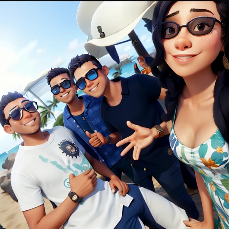Jovens,of sunglasses,roupa de praia e tatuagem