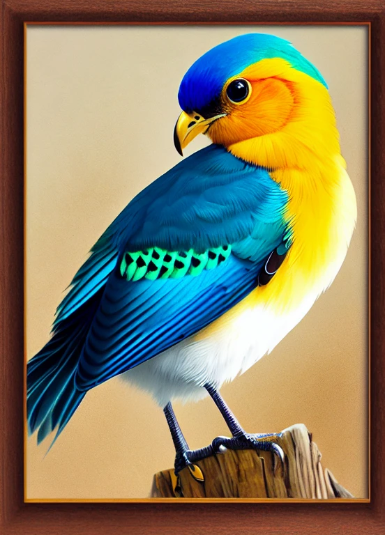 (Masterpiece, Best Quality,1.2beautiful colorful bird,Realistic,1.5