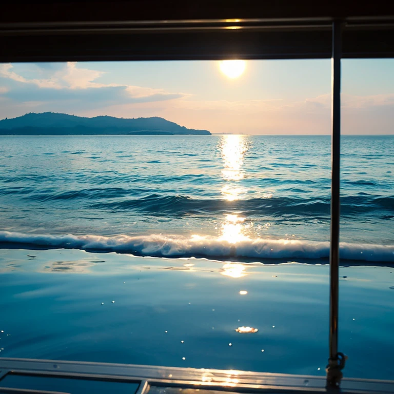 the morning sun　sea side　clear blue sea　vacation