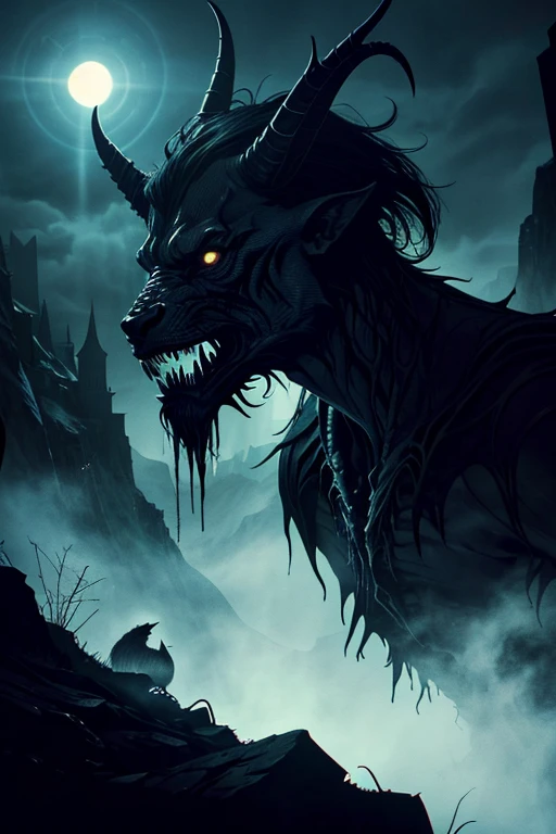 Vorgath: The Demon of Hatred, Vorgath has the power to manipulate and amplify negative emotions in others., its eyes glowing red as it reaches out to grab LERION and drags LERION under the bed, pulling him into the Dark Realm.