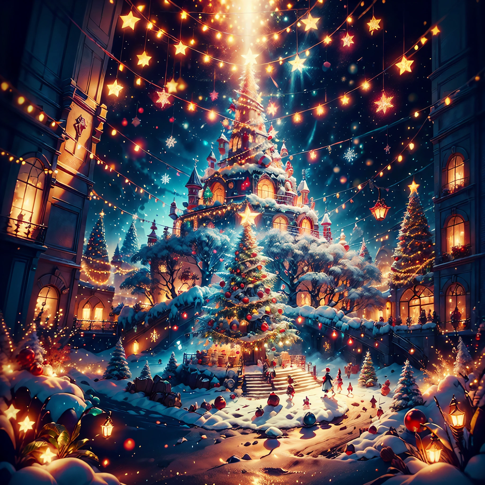 (((Vector illustration style))),Vibrant colors, magical ambiance, Whimsical, Sparkling, Fantasy Christmas World,vibrant with colors, vivd colour, Magical atmosphere, Whimsical, Sparkling,Fantasy Christmas World,Inside the Christmas mall,The huge Christmas tree hung with lights、pompon、Christmas socks,Christmas pendants,Piles of gifts placed under the tree。A young couple and a child admire the Christmas decorations in the mall,Surrounded by performers in Santa Claus costumes and Santa Claus statues。The Christmas mall like a fairy tale world,full of magic, (Ghibli-like colours, pov, first-person view, accurate, anatomically correct, super detail, high details, high quality, award winning, best quality) 🎈🍦🍹❤🔆🕡(😘👩🎀👗⚜👒🥿👡🩲💅)🎪🎢🎡🎠 ultra_high-def ultra_Photo-realistic optimal ultra_high-quality opengl-shaders ultra_high-details accurate reflex ultra_high-res perfection volumetric lightning improved Octane_rendues UHD XT3 DSLR HDR 3dcg shadow analogiques extatiques symmetrical beholder sundrop Cinematic_sunlight UnrealEngine5 Ultra Masterpiece deep path Equirectangular_360 varied multi etc. --s 1000 --c 20 --q 20