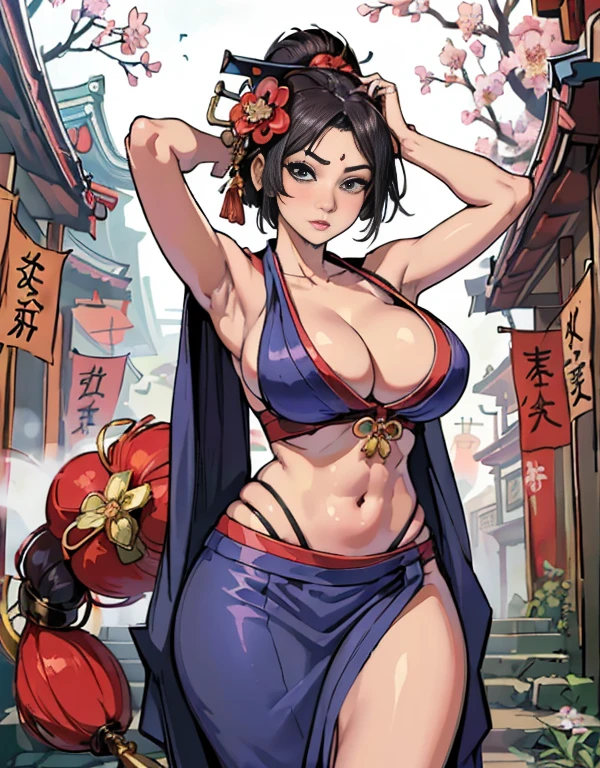 (top-quality、8K、32K、masterpiece、超A high resolution、(((oiran woman))),22year old、((maikurobikini)),(Colossal tits)、(((cleavage of the breast))),((extremely heavy breasts)),(Login Hair)、abdominals、the perfect body、(((Armpit))),((flower quill woman)), Delicate facial features, Ultra-realistic, Hyper-realistic, 鎖骨、Shadow、octan render、Beautiful ass、(((Toostock))),((maikurobikini)),((Wear a beautiful kimono with a high degree of exposure)),hyperdetailed face、lips like eyes、二重まぶた、(((Toostock))),(魅惑的)、((agitation:1.5))、maikurobikini、((Navel))、Mystical expression、shrine background、Old Town of Japan、((heavy breasts)),Toostock、mecosuji、A beautiful kimono with a delicate floral pattern....................highcontrast、(((Colorful kimono))),heavy breasts、((a navel)).((Farbe々Ricker takes a photo in a sexy pose、Kimono comes off、Natural light、(A person who sees with calm and goddess-like eyes)Happiness:1.2)、Highly exposed、Beautiful ass、(((Toostock))),cyan color rack、