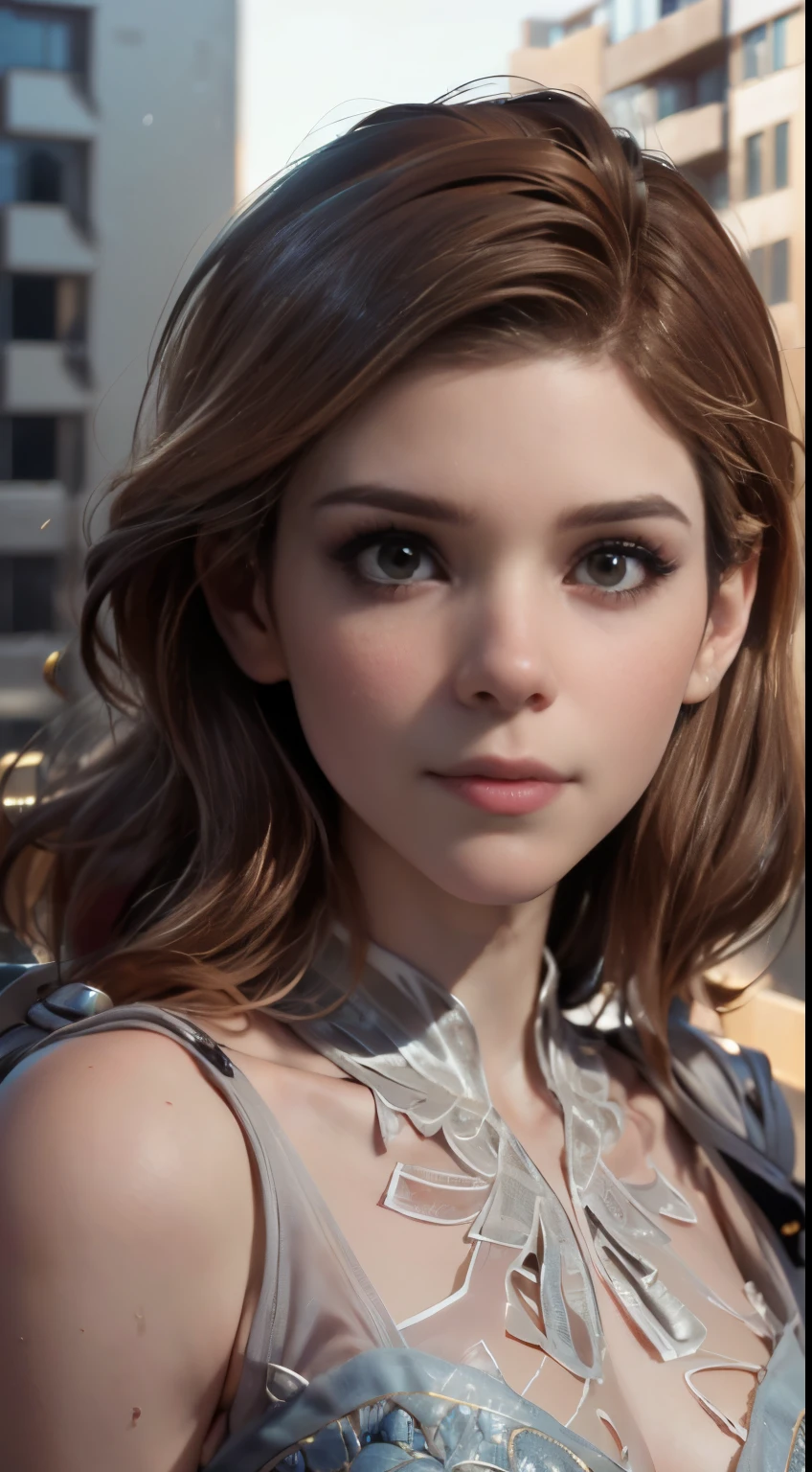 photo of Kate Mara, RAW, beautiful woman, ((portrait)), ((detailed face:1.2)), ((detailed facial feature, detailed skin, clear skin), (perfect proportioned body), (wearing a colorful dress) (high detailed city environment, apartment balcony), (realistic photo, best quality, detailed), (8k wallpaper), (cinematic lighting, dramatic lighting) (sharp focus, intricate)