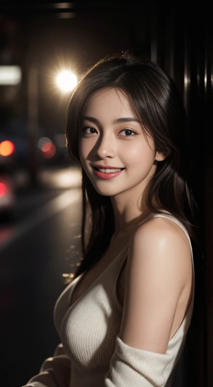 10, master-piece, RAW photo, bestquality, photorealistic portrait, extremely detailed cg unity 8k wallpaper, Depth of Field, cinematic light, lens flare, ray tracing, (Very beautiful face...... , beautiful lips, beautidul eyes), Complex face details, ((ultra-detailed skin)) 1girls, In the dark, Deep Shadows, A Beautiful Girl, (The body is very slender....... :1.3), ((looking at the audience)),(big smile:1.3), Clear eyes, Front Shot, (pale skin), (Look very far ahead......., (upper body shot), (Brown cooked for the audience.......:1.3), Very thin, mediuml breasts, thick thighs, Sphincter stockings, city scape,(Santa Claus outfit ), (Random environment,road,Car,nighttime,), (environment,USA)