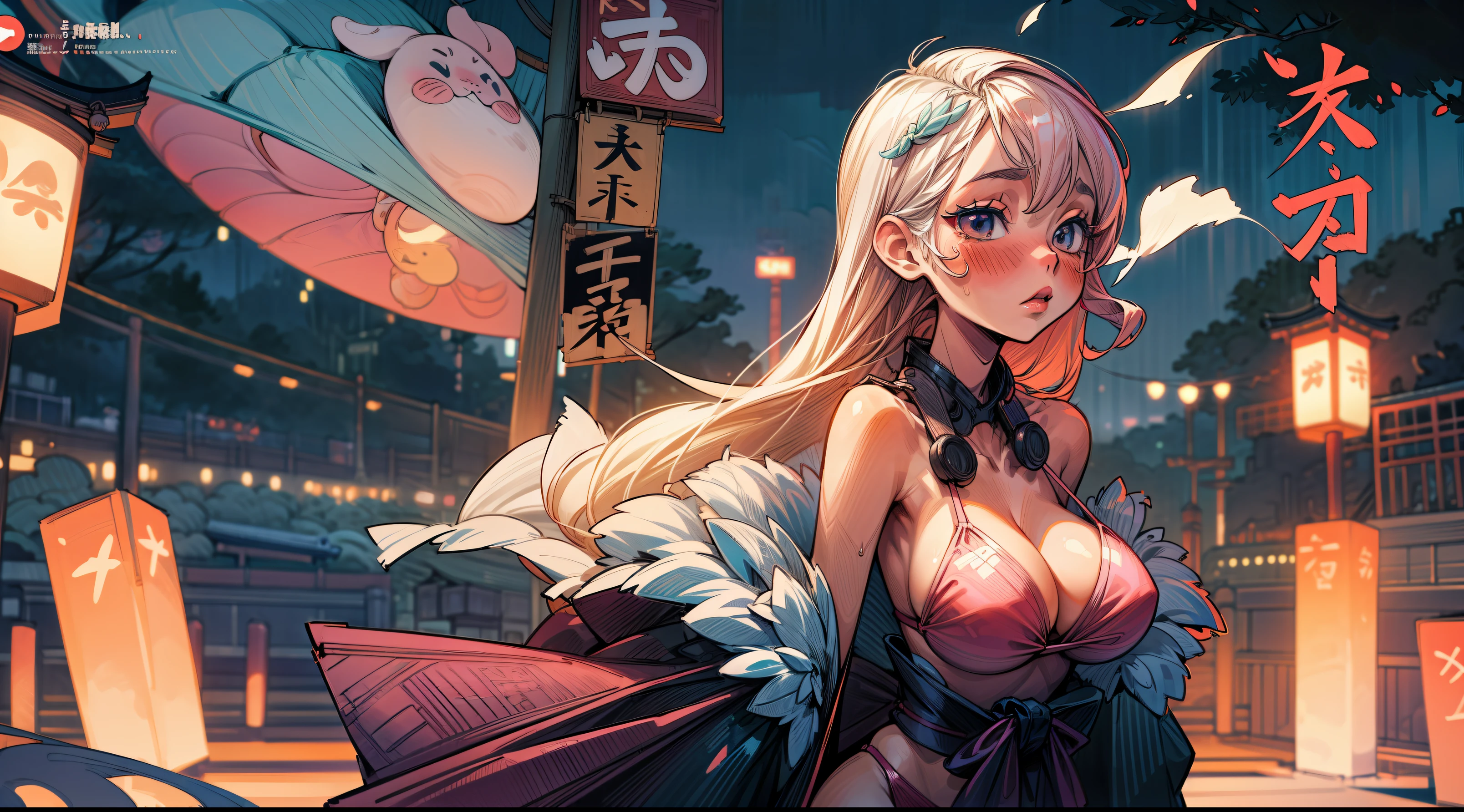 y comic 1girl, aesthetic, vanilla, night, cleapan, tokyo city, lofi, sexy bikinipe outfit, smelling, blush, best quality, super detail