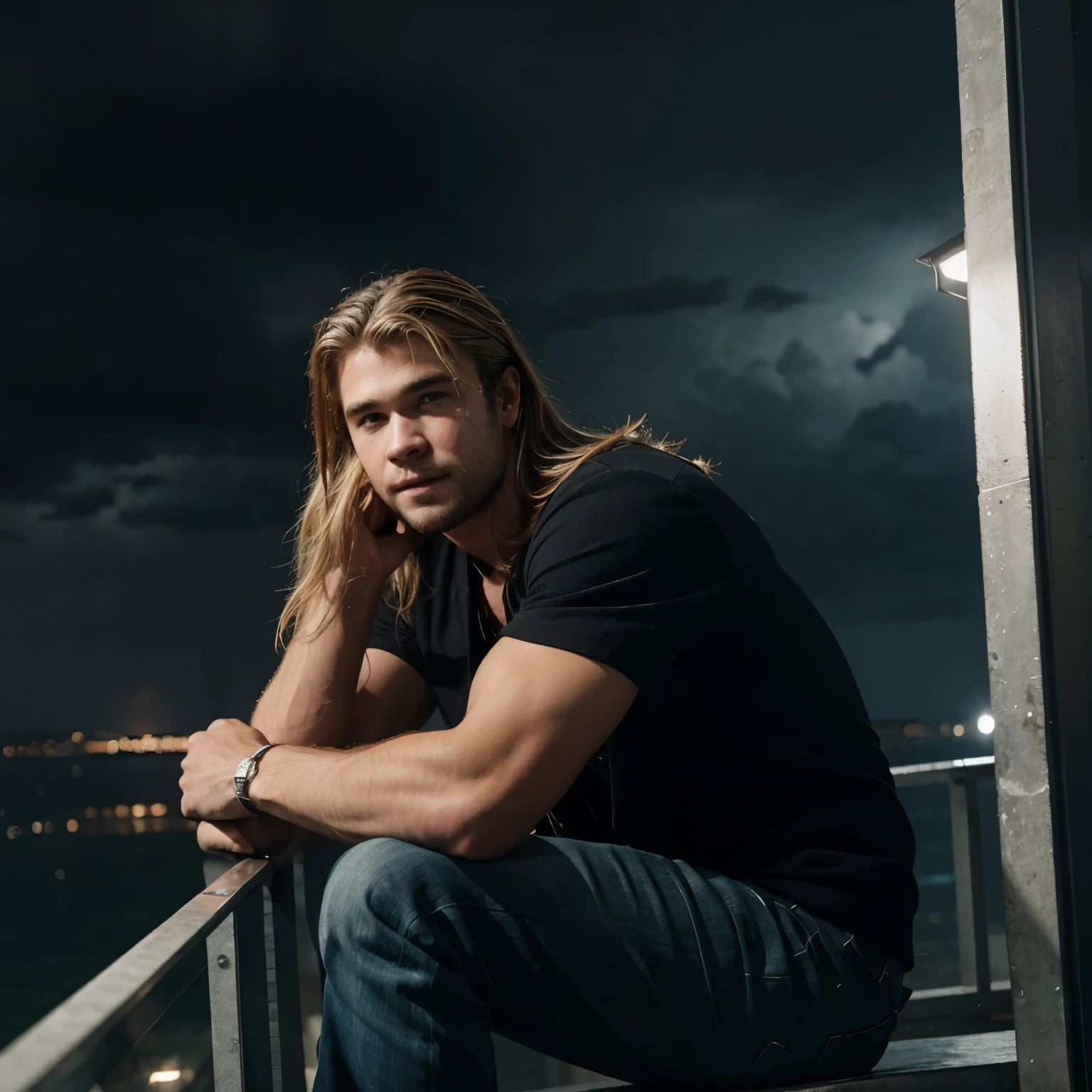 Crise Hemsworth thor look with storm breaker