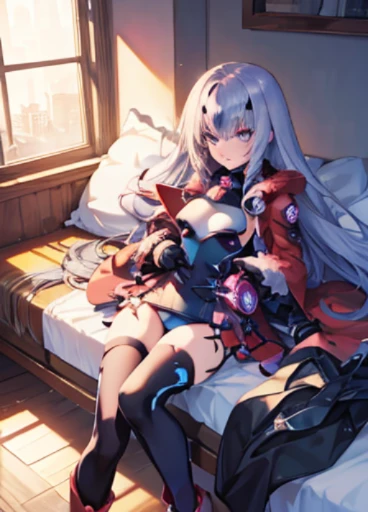 masutepiece, Best Quality,Sleeping on my back on the bed，Crab crotch，show your boots，thigh high boots，globe，Strange thieves，Elegant, 1girl in, well-muscled，Cute, blushed, Looking at Viewer, frombelow,leotard，a miniskirt, jail, Beautiful eyes, Beautiful background, light Particle, Sun rays, Dramatic Lighting, Outside, shiny, Realistic, masutepiece, Best Quality, Ultra-detailed, Detailed, Scenery, Beautiful detailed eyes, detailed hairs