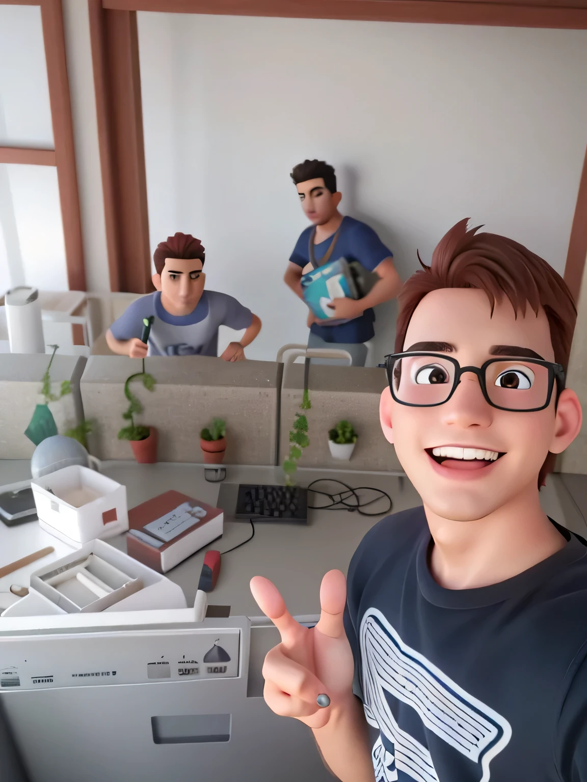 Three Men Disney Pixar Style, alta qualidade, melhor qualidade