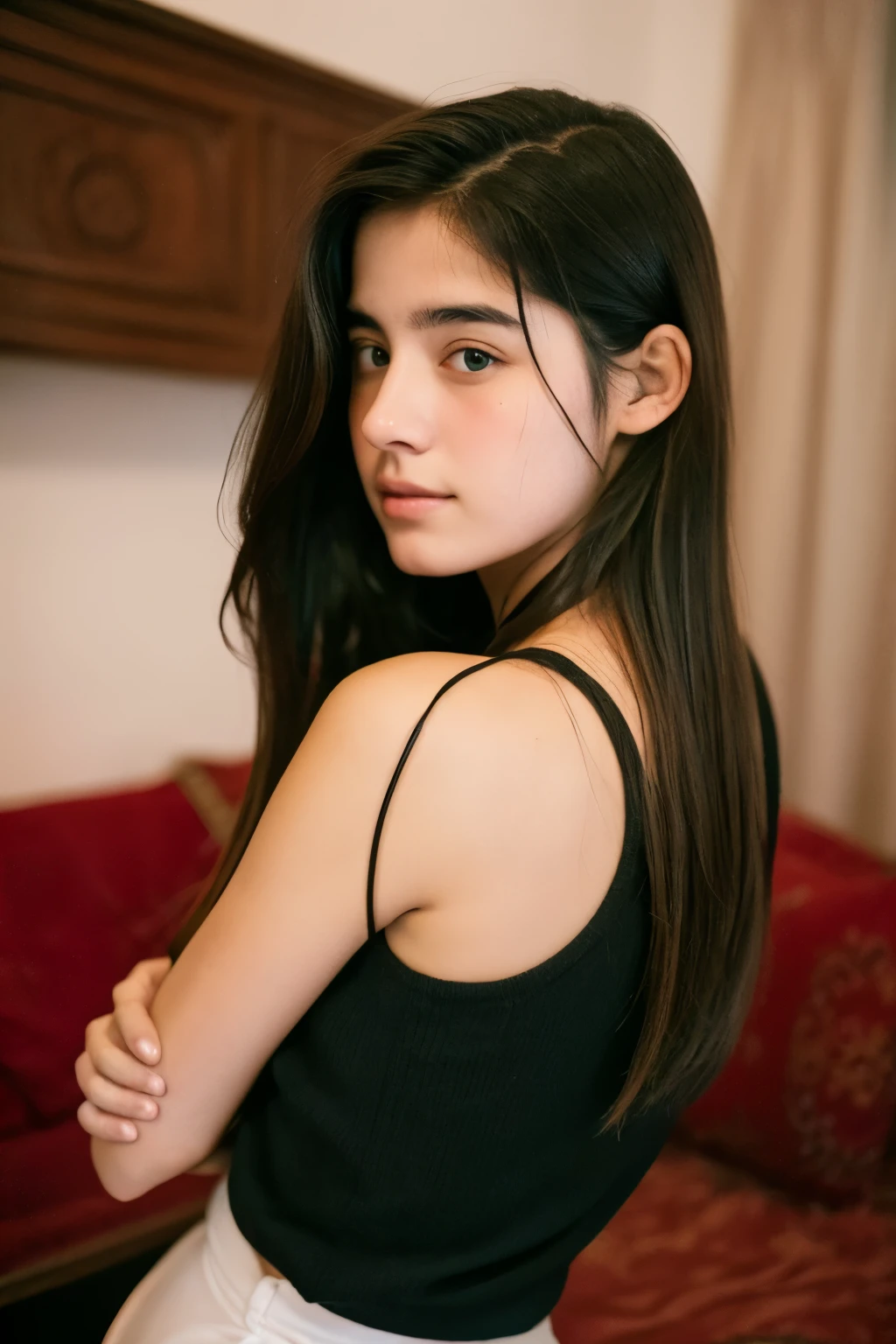 Garota,16 anos,cabelo loiro e amarrado,nua,vagina depilada