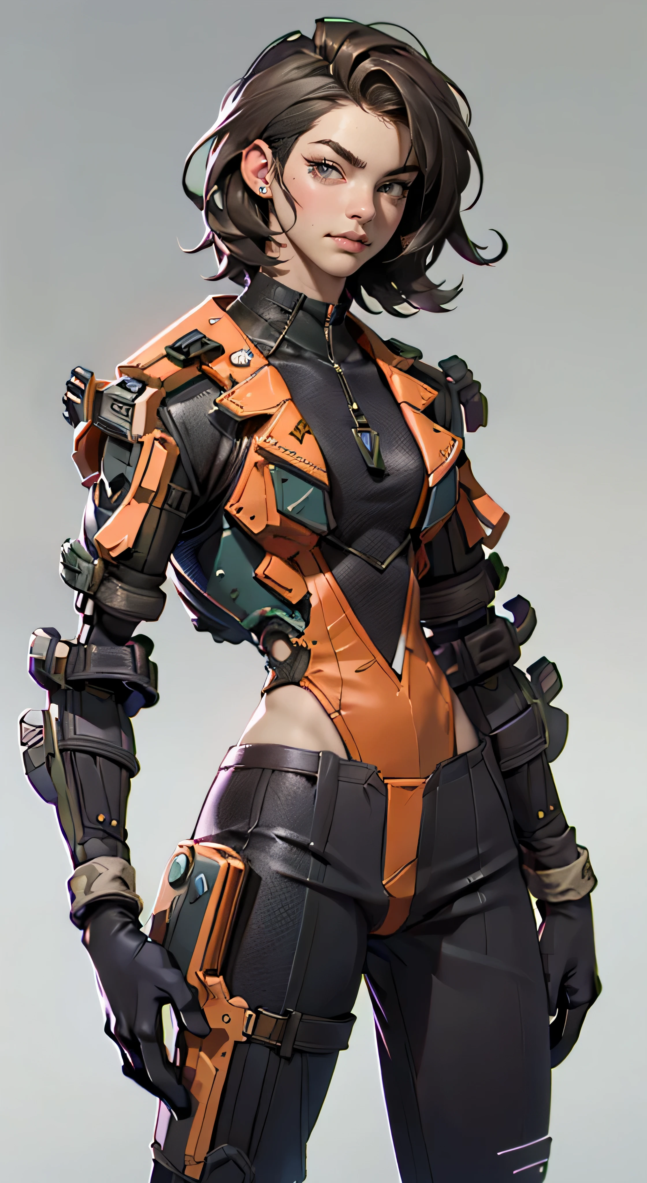 11:23(((Best quality: 1.4))),(Unbeatable masterpiece), (hyper HD),(Hyper-realistic 8k CG)、(of clothes'University teacher'don't show your waist)(dark colored hair) ((( body))), (((1 girl in))), 25-year-old American soldier with perfect body,,Beautiful and well groomed face,muscular body:1.2,detailed solid color jacket, (Pictures from head to thighs), Complex equipment, Dark Green,long trousers,Close-fitting clothes are dark,With white stars and off-white stripes,,,,,Metal electronic parts for armor, Poison tattoos )