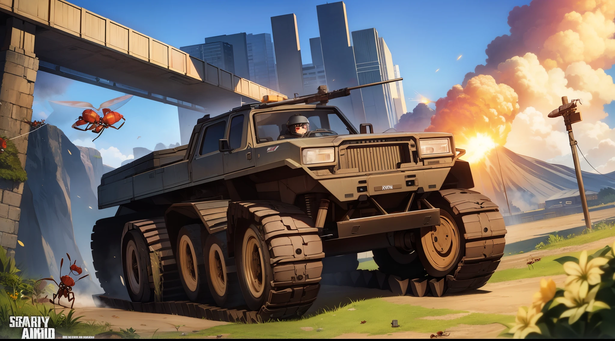 army ants、army corps、swarm of ants、karo、explosions、Wasteland、black ant、