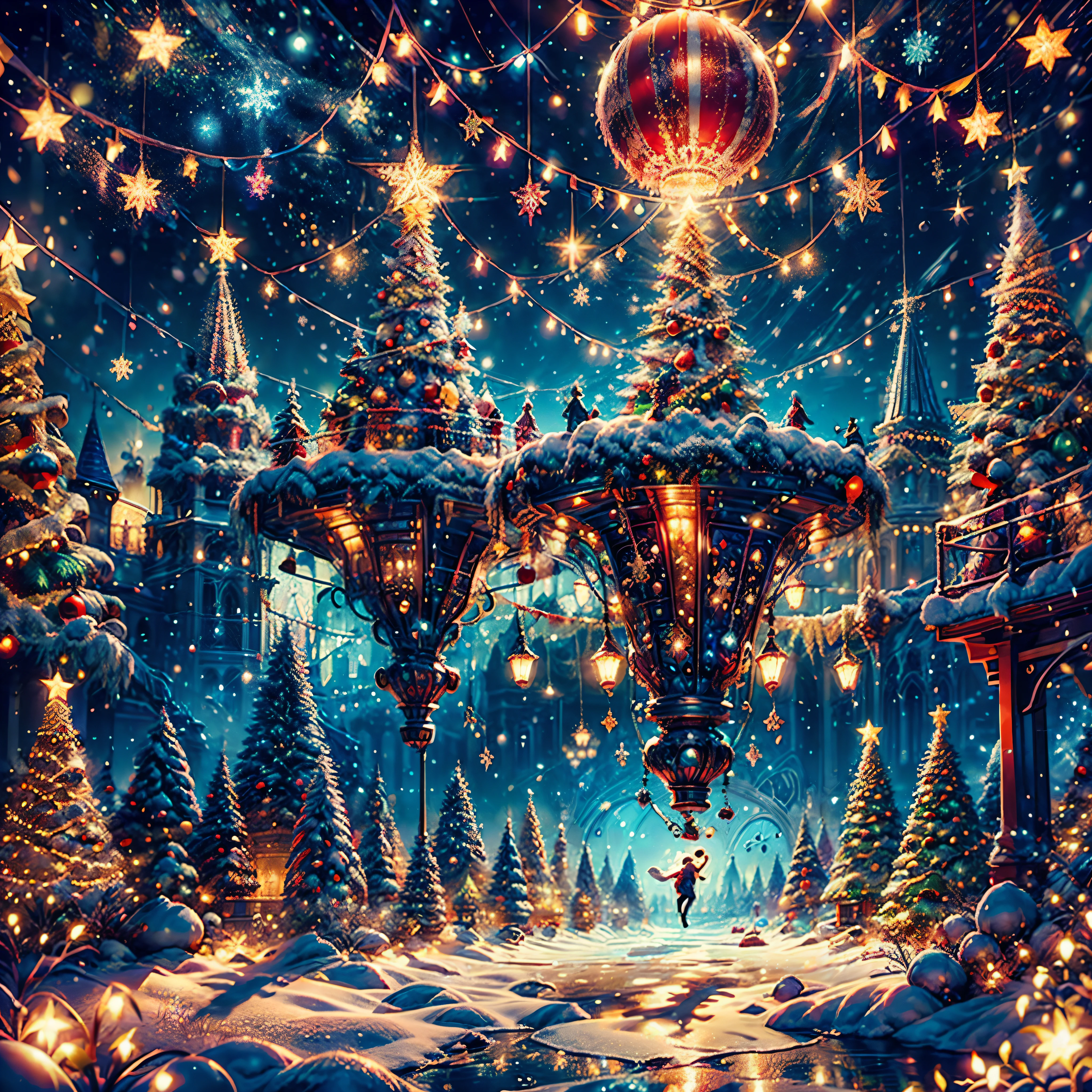 (((Vector illustration style)))，Vibrant colors, magical ambiance, Whimsical, Sparkling, Fantasy Christmas World,vibrant with colors, vivd colour, Magical atmosphere, Whimsical, Sparkling，Fantasy Christmas World，Inside the Christmas mall，The huge Christmas tree hung with lights、pompon、Christmas socks，Christmas pendants，Piles of gifts placed under the tree。A young couple and a child admire the Christmas decorations in the mall，Surrounded by performers in Santa Claus costumes and Santa Claus statues。The Christmas mall like a fairy tale world，full of magic， (Ghibli-like colours, pov, first-person view, accurate, anatomically correct, super detail, high details, high quality, award winning, best quality) 🎈🍦🍹❤🔆🕡(😘👩🎀👗⚜👒🥿👡🩲💅)🎪🎢🎡🎠 ultra_high-def ultra_Photo-realistic optimal ultra_high-quality opengl-shaders ultra_high-details accurate reflex ultra_high-res perfection volumetric lightning improved Octane_rendues UHD XT3 DSLR HDR 3dcg shadow analogiques extatiques symmetrical beholder sundrop Cinematic_sunlight UnrealEngine5 Ultra Masterpiece deep path Equirectangular_360 varied multi etc. --s 1000 --c 20 --q 20