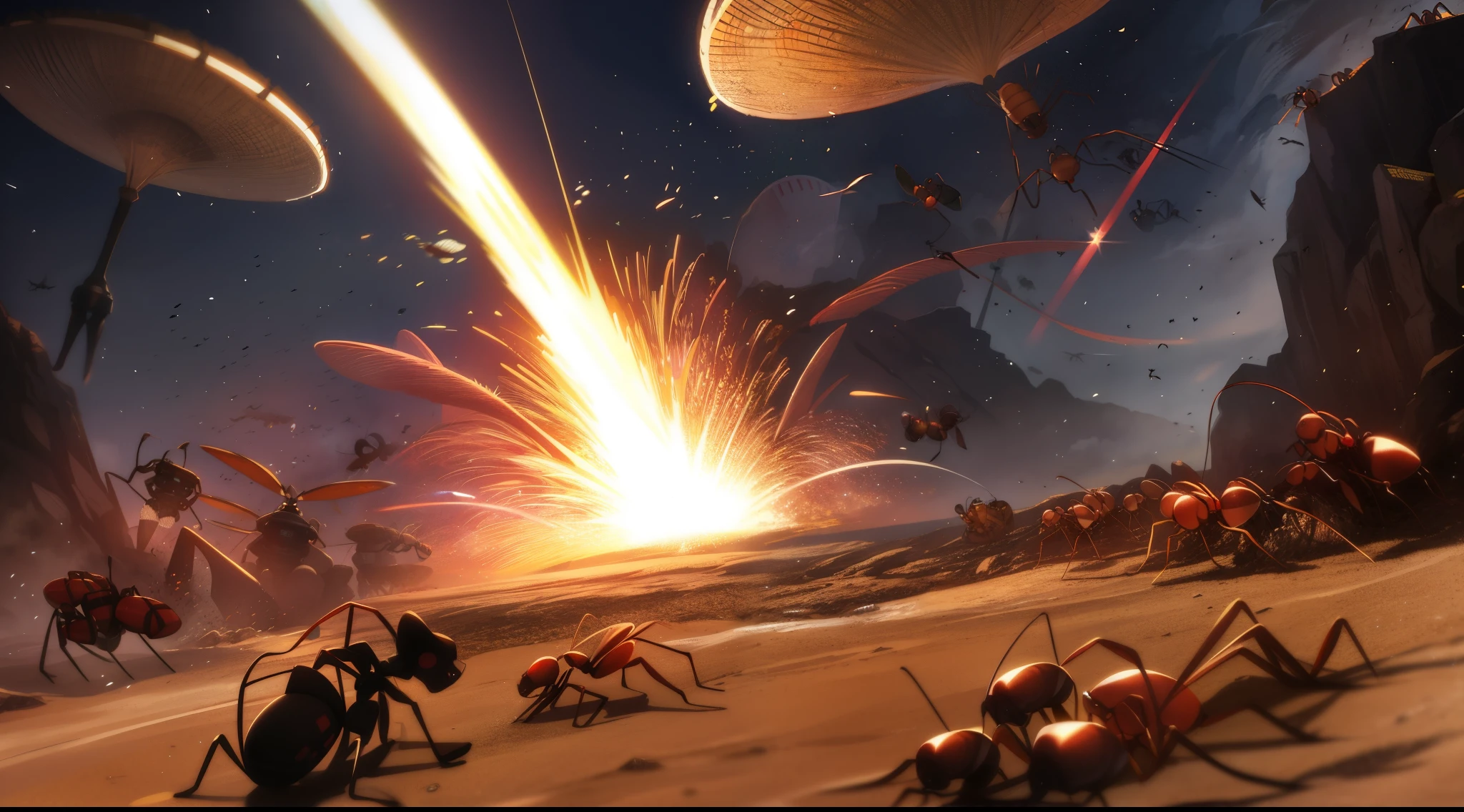 army ants、army corps、swarm of ants、karo、explosions、Wasteland、black ant、