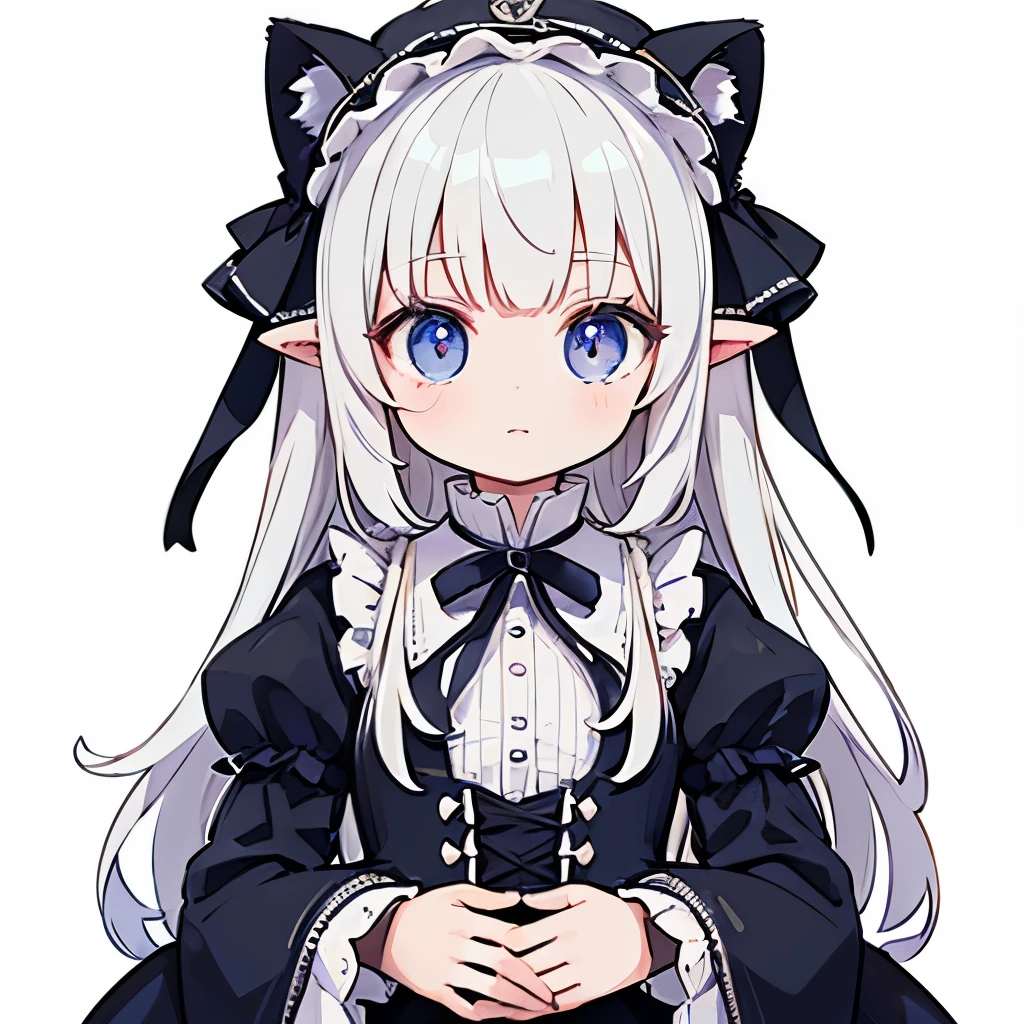 girl with、frontage、Upright、Gothic lolita、校服、Canine ears、No background、