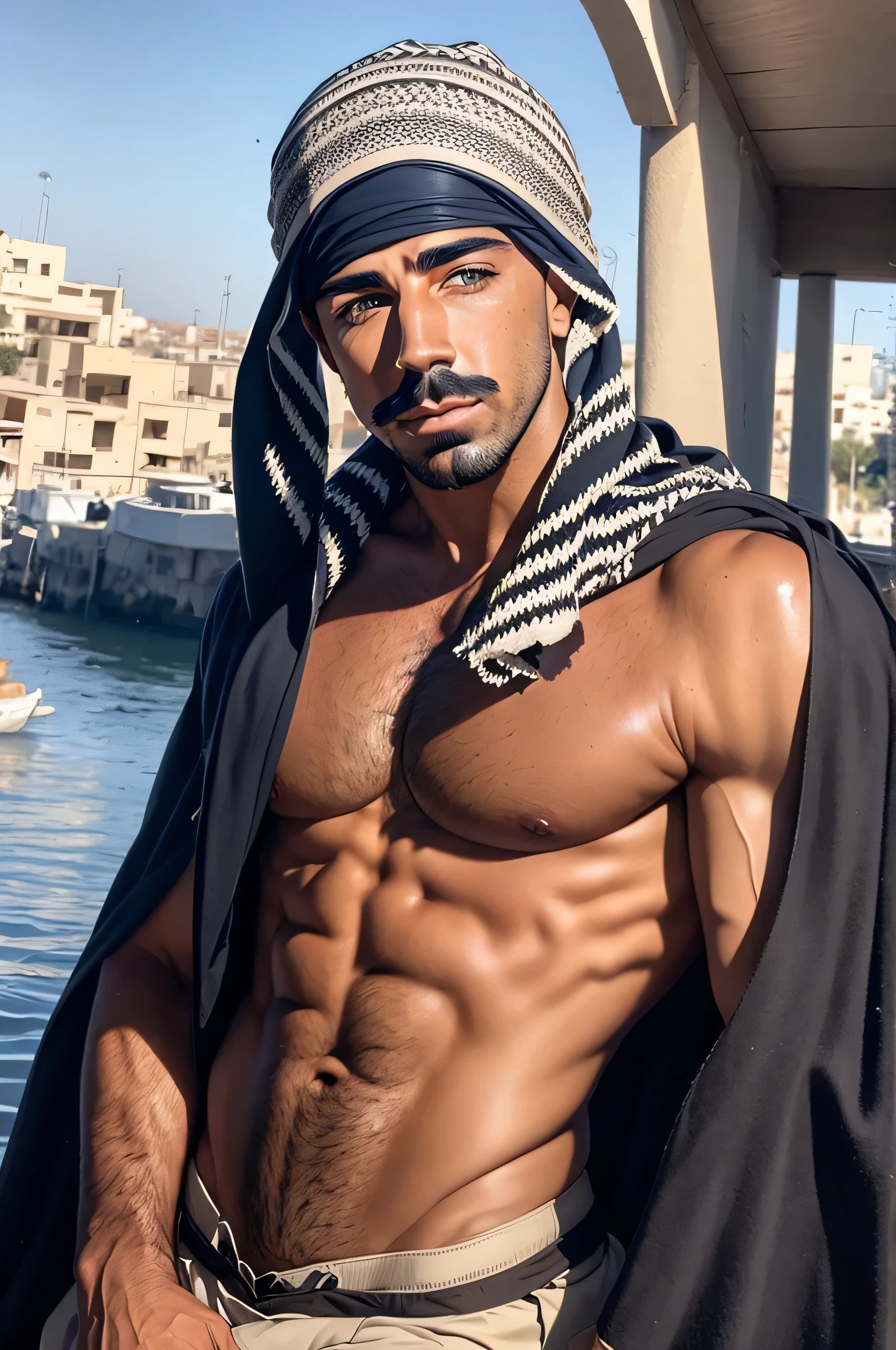 faaris azura, arabic, arab, thobe, keffiyeh, faaris azura, model, turban