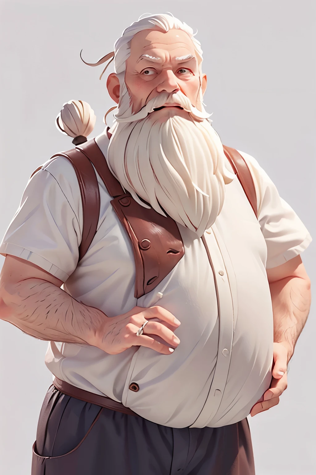 a kind old man,White beard,Dress cleanly,white backgrounid