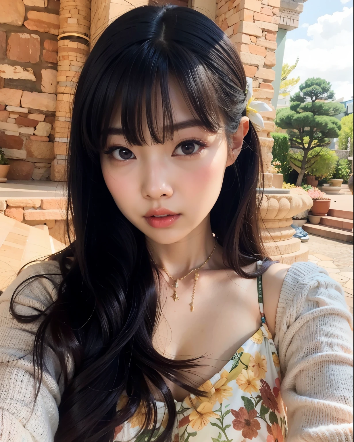 um close de uma mulher com cabelos longos usando uma flor no cabelo, Ulzzang, young cute wan asian face, Beautiful Asian girl, branco hime corte penteado, ****** coreana, Lalisa Manobal, ****** bonito-fino-cara, mulher coreana jovem bonita, Xintong Chen, Mulher sul-coreana bonita, Anime ****** Tailandesa, linda mulher coreana jovem